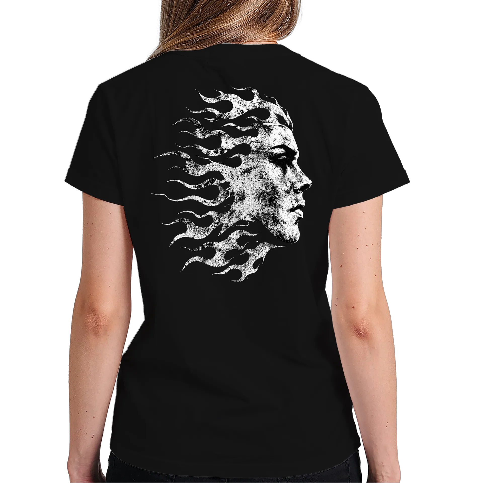 Camiseta Abstrata Fogo Preto 100% Algodão - Imagem 6