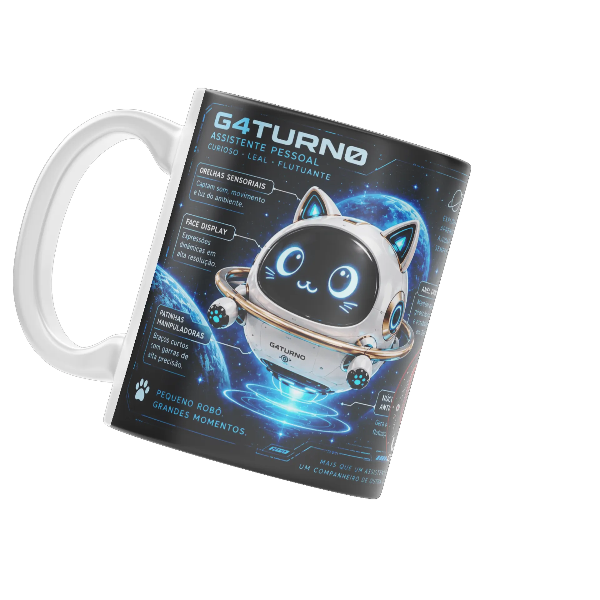 Caneca Porcelana Gaturno Universo Estampa Astronauta 325ml - Imagem 3