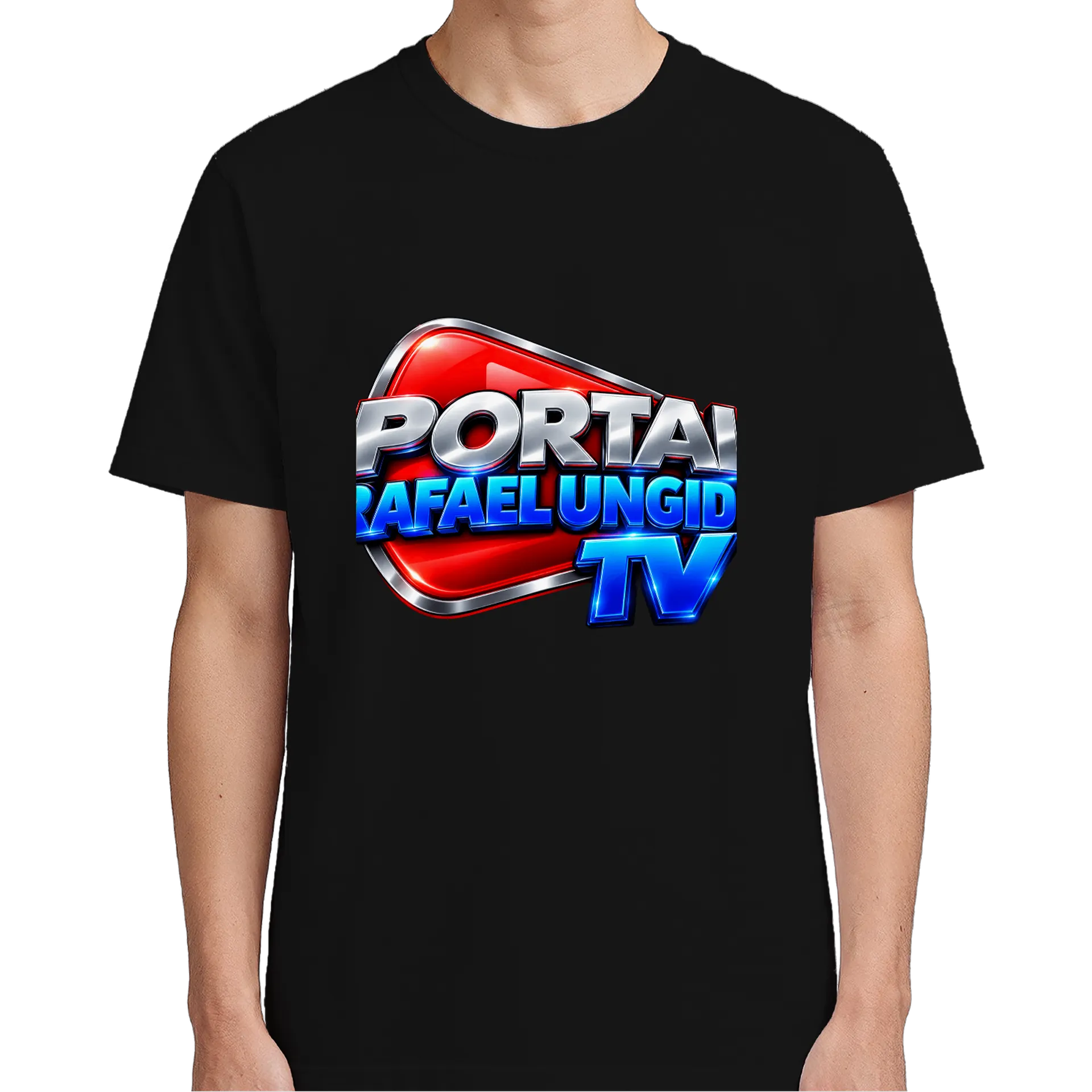 Camiseta Logo Portal Rafael Ungido TV Vermelho e Azul 100% de Clube do Rafael Ungido  — imagem 3 de 6