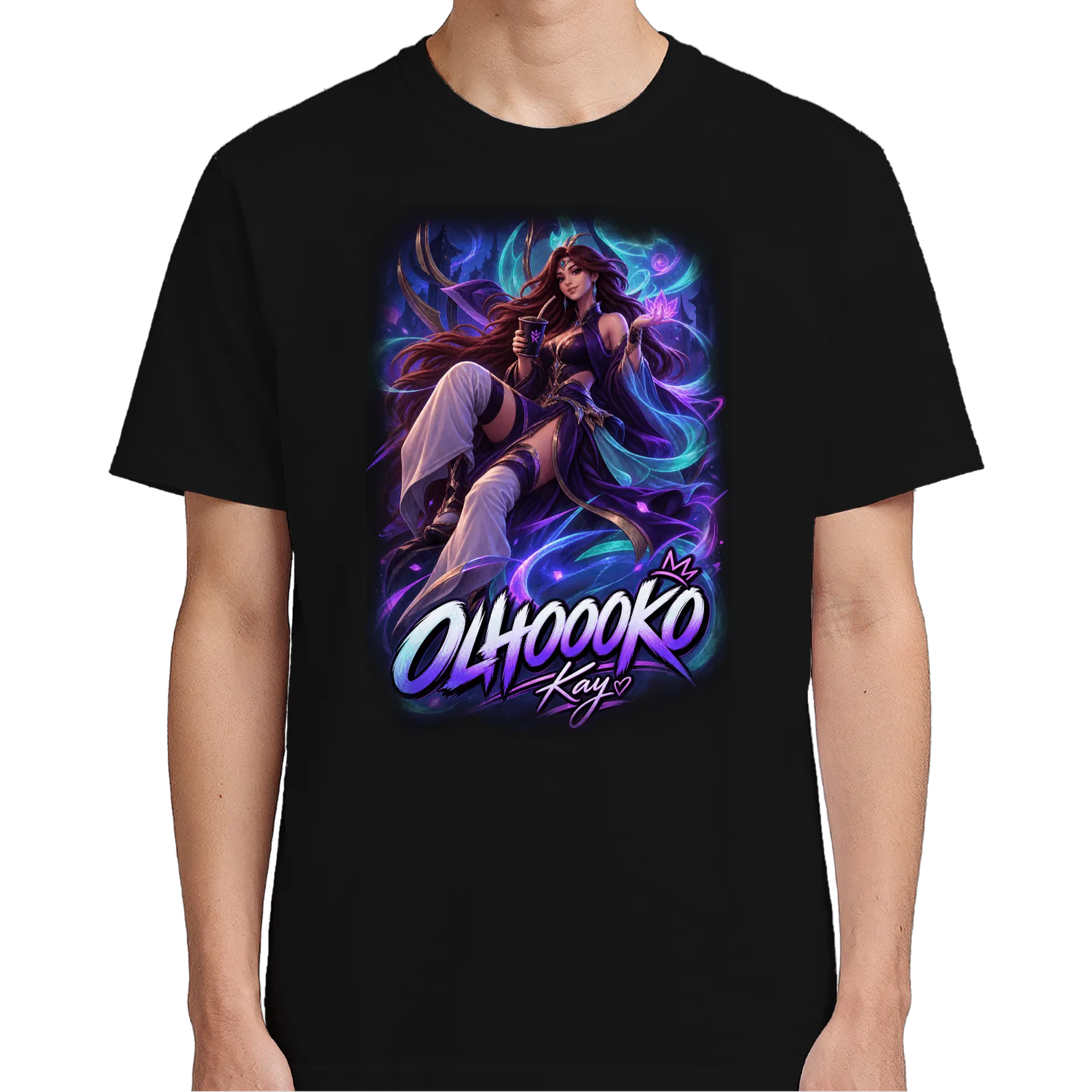 Camiseta Ilustration Neon Gráfico Olhoooko 100% Algodão - Imagem 5