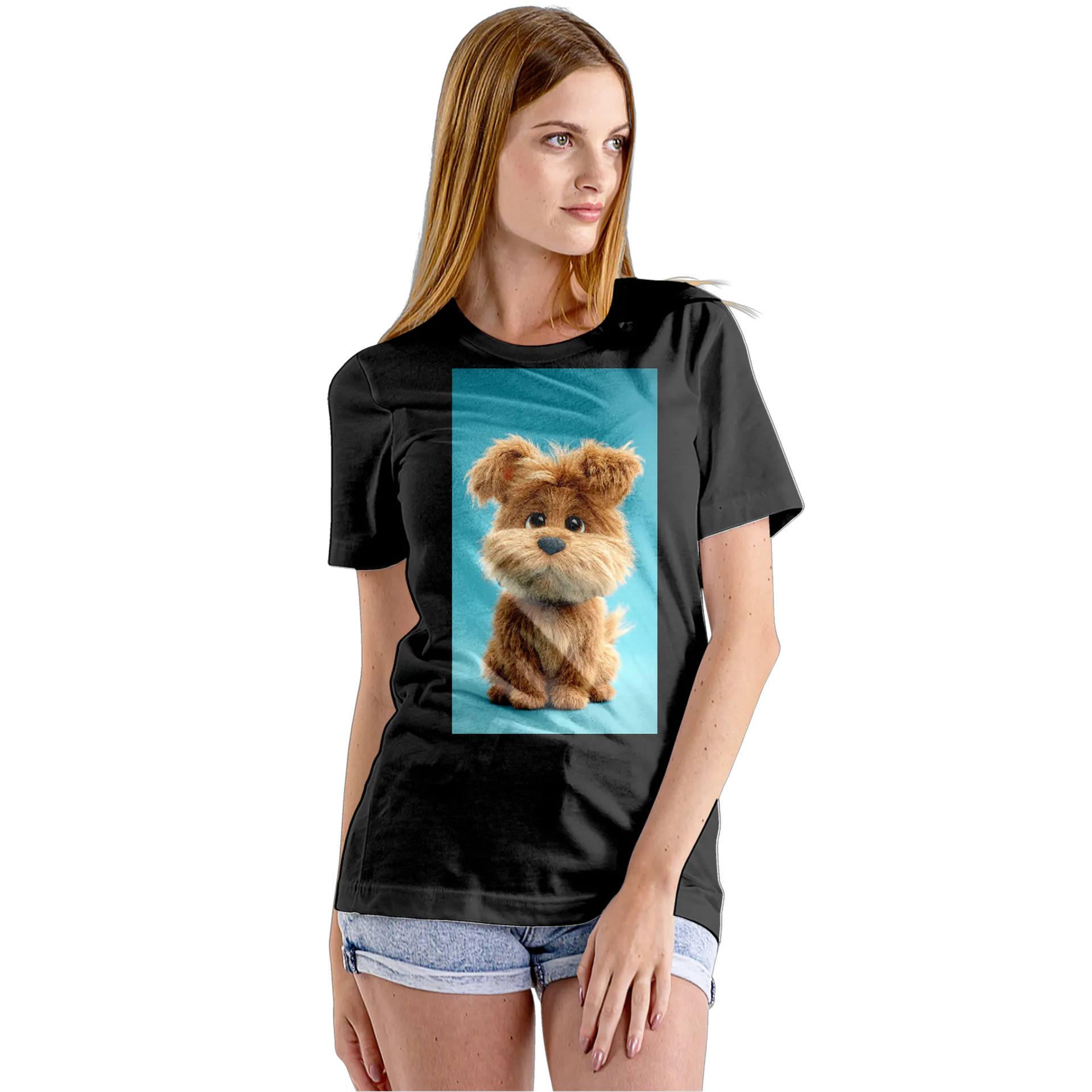 Camiseta Babylook Cachorro Peludo Realista 100% Algodão - Imagem 5