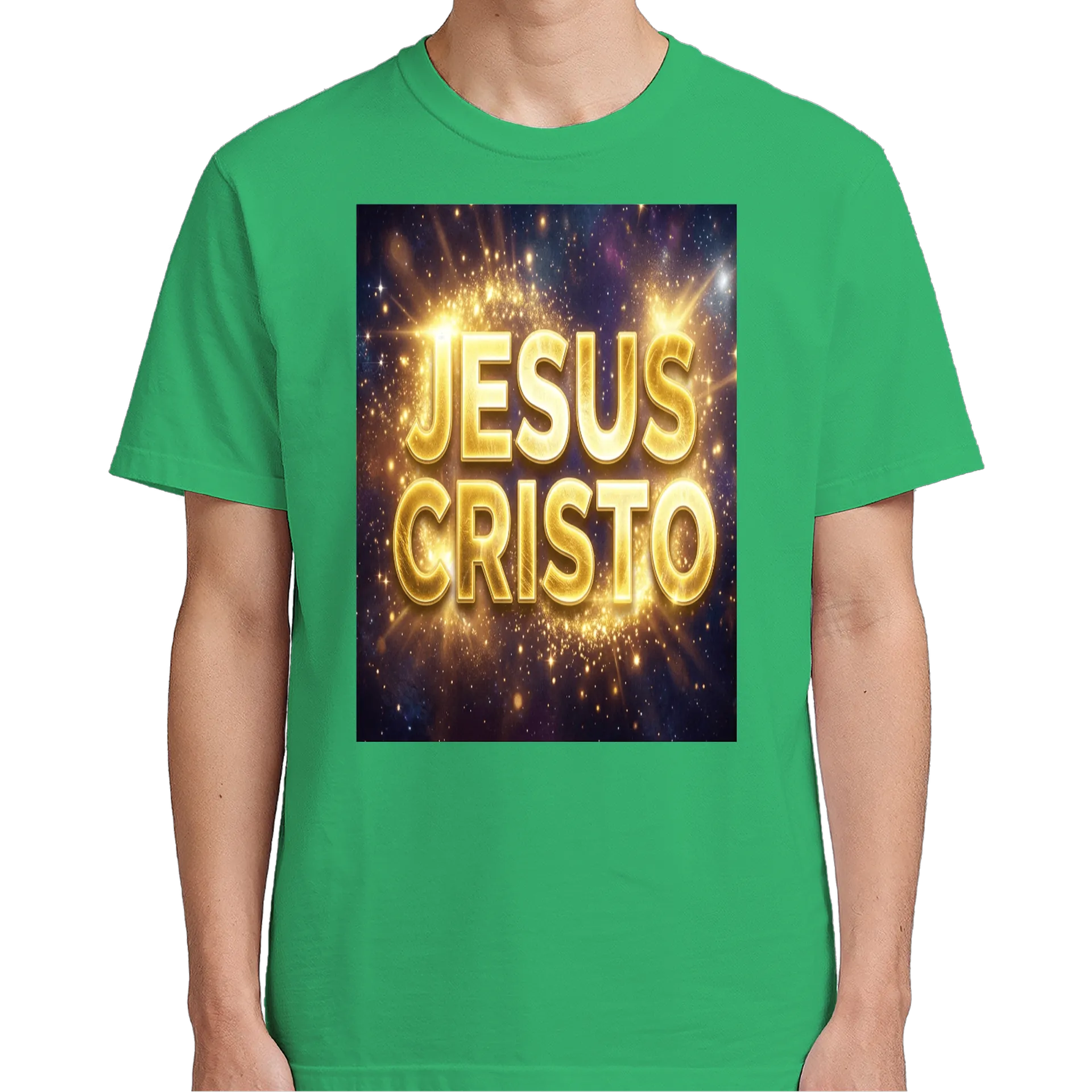 Camiseta Tipográfica Jesus Cristo Dourado 100% Algodão - Imagem 4