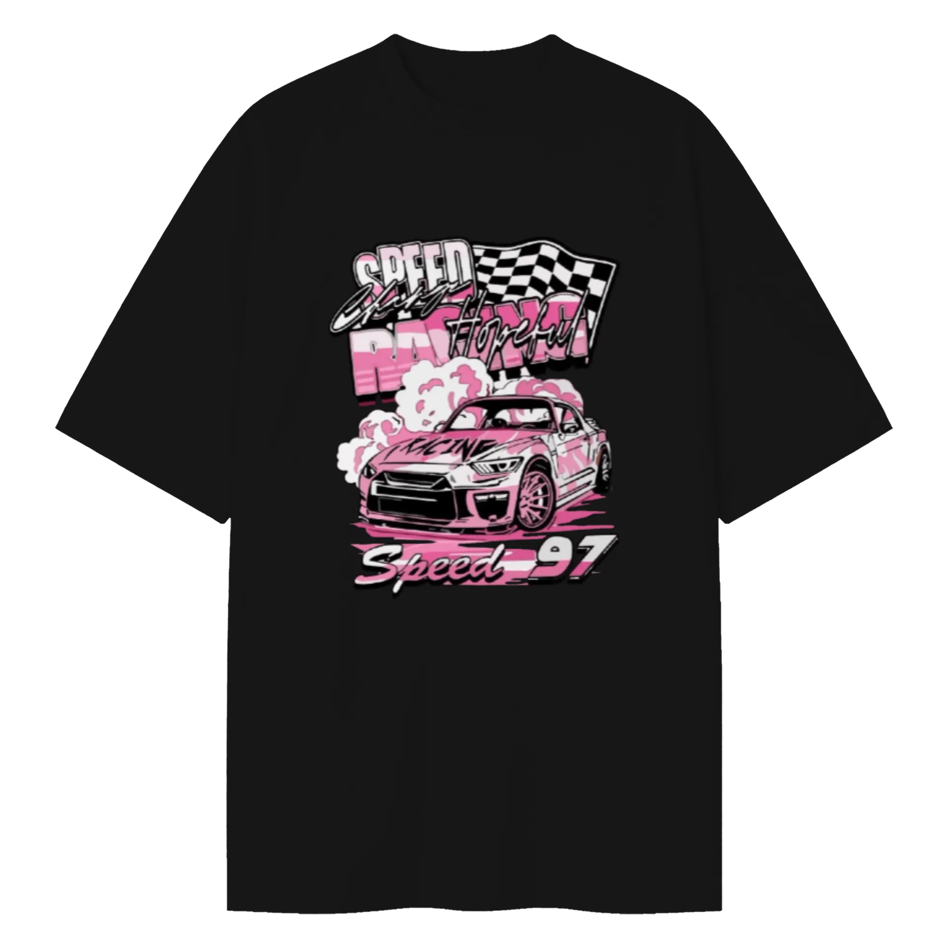 Camiseta Oversized Carro Racing Estampa Colorida 100% - Imagem 1