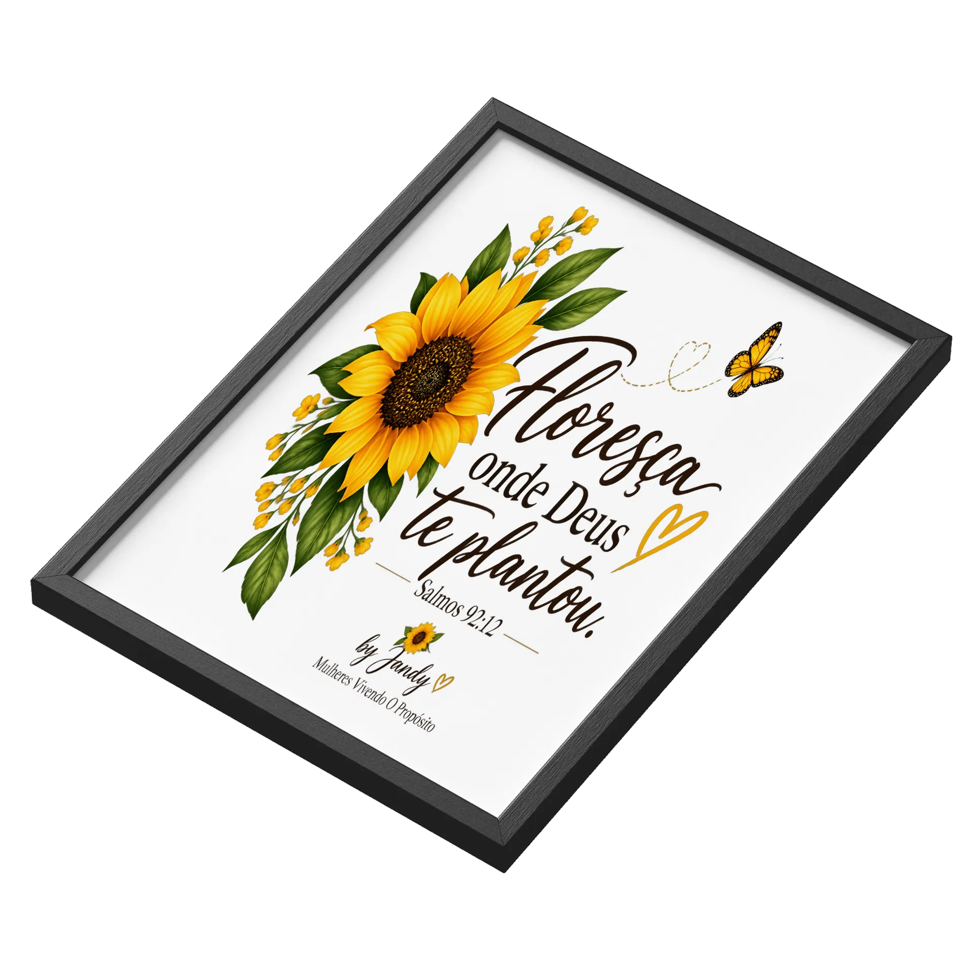 Quadro Girassol Borboleta Estampa Tipográfica A3 Com Vidro - Imagem 3