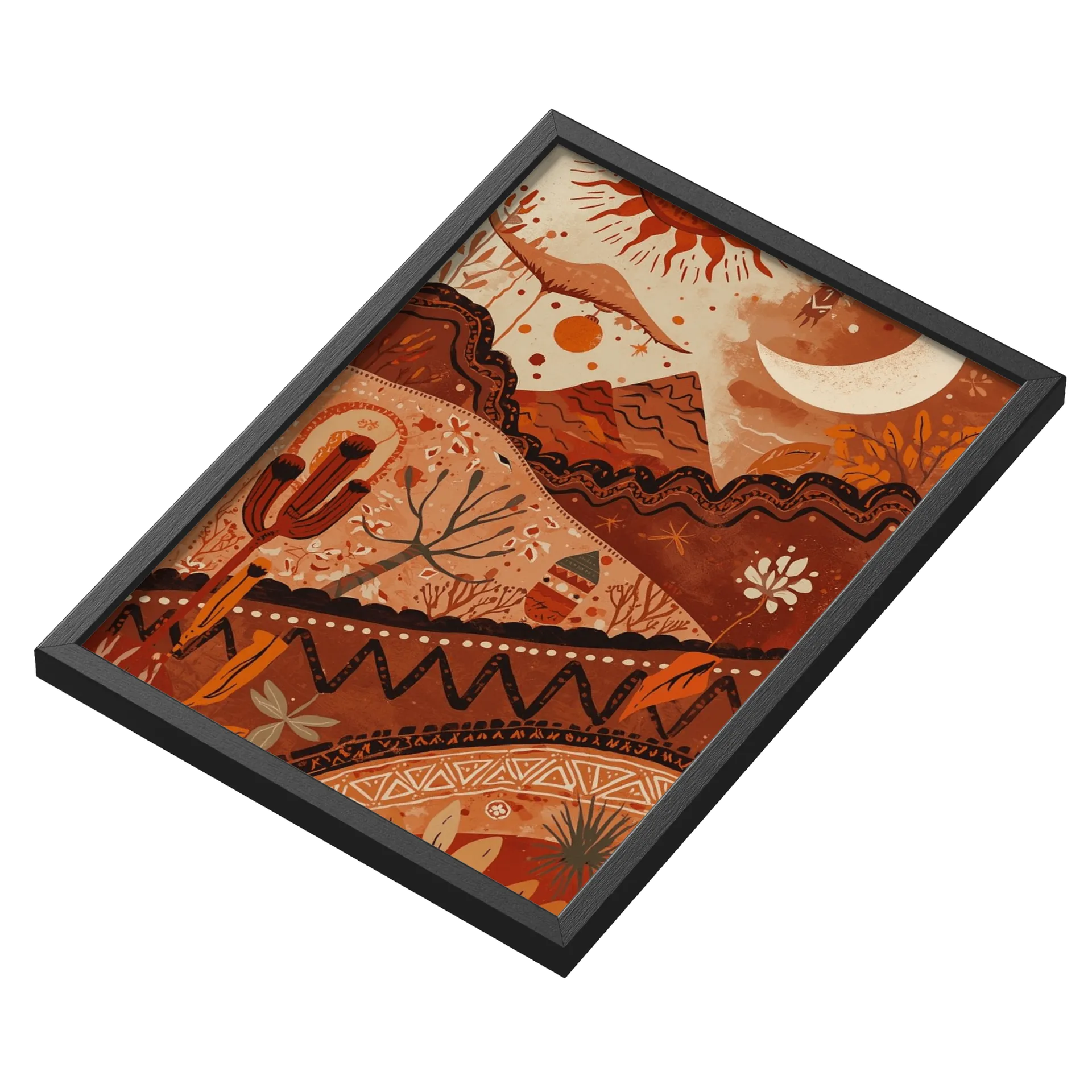 Quadro Paisagem de Montanhas e Lua Estilo Folk A3 de Cuppira — imagem 3 de 3