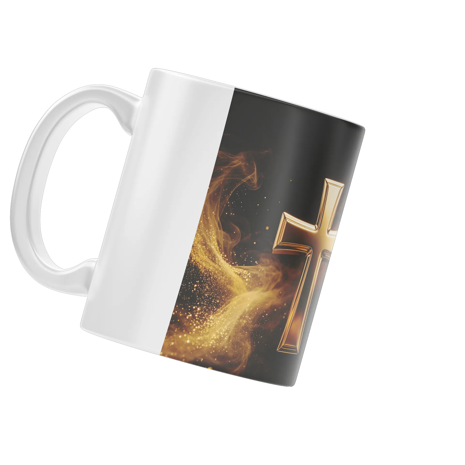 Caneca Porcelana Cruz Dourada 325ml - Imagem 3