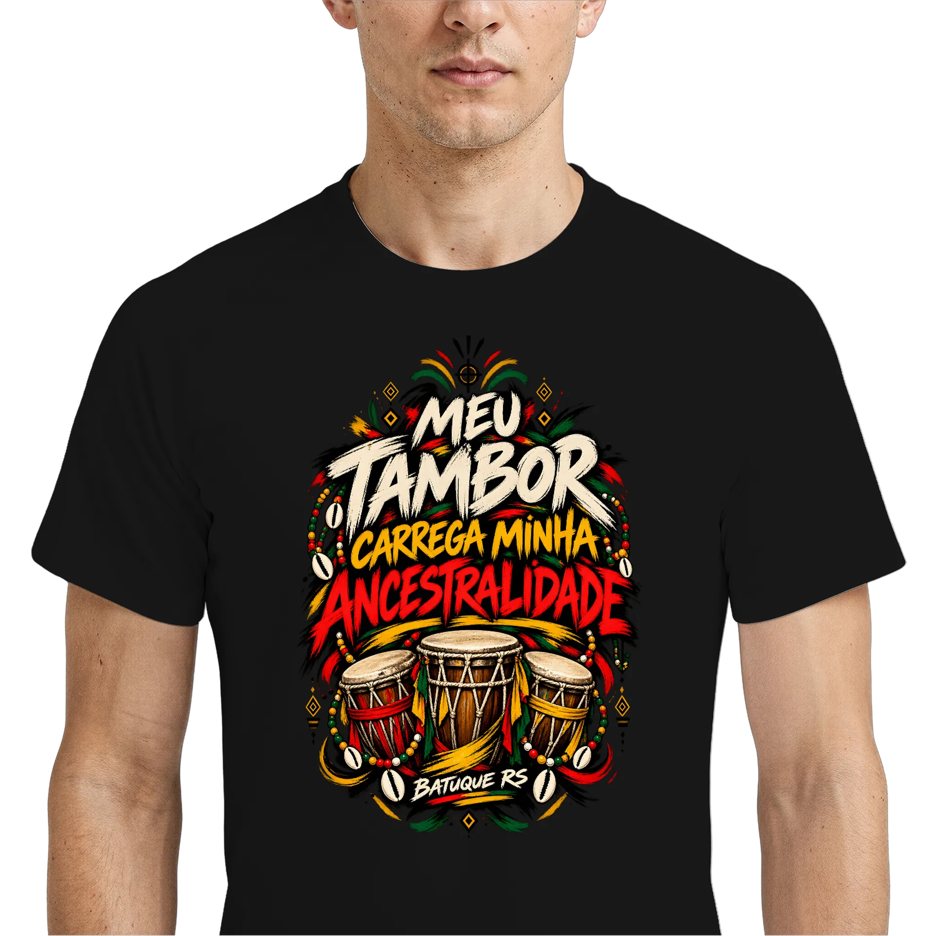 Camiseta Dry Fit Estampa Tipográfica Tambores Ancestralidade - Imagem 4