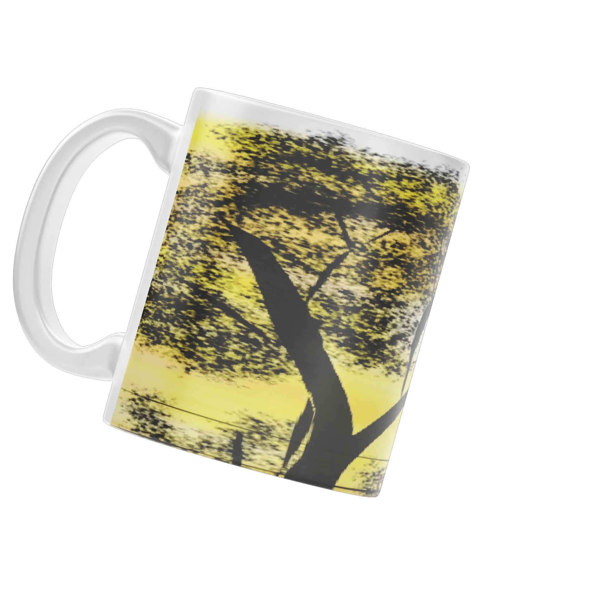 Caneca Árvore em Silhueta e Paisagem Amarela 325ml - Imagem 3