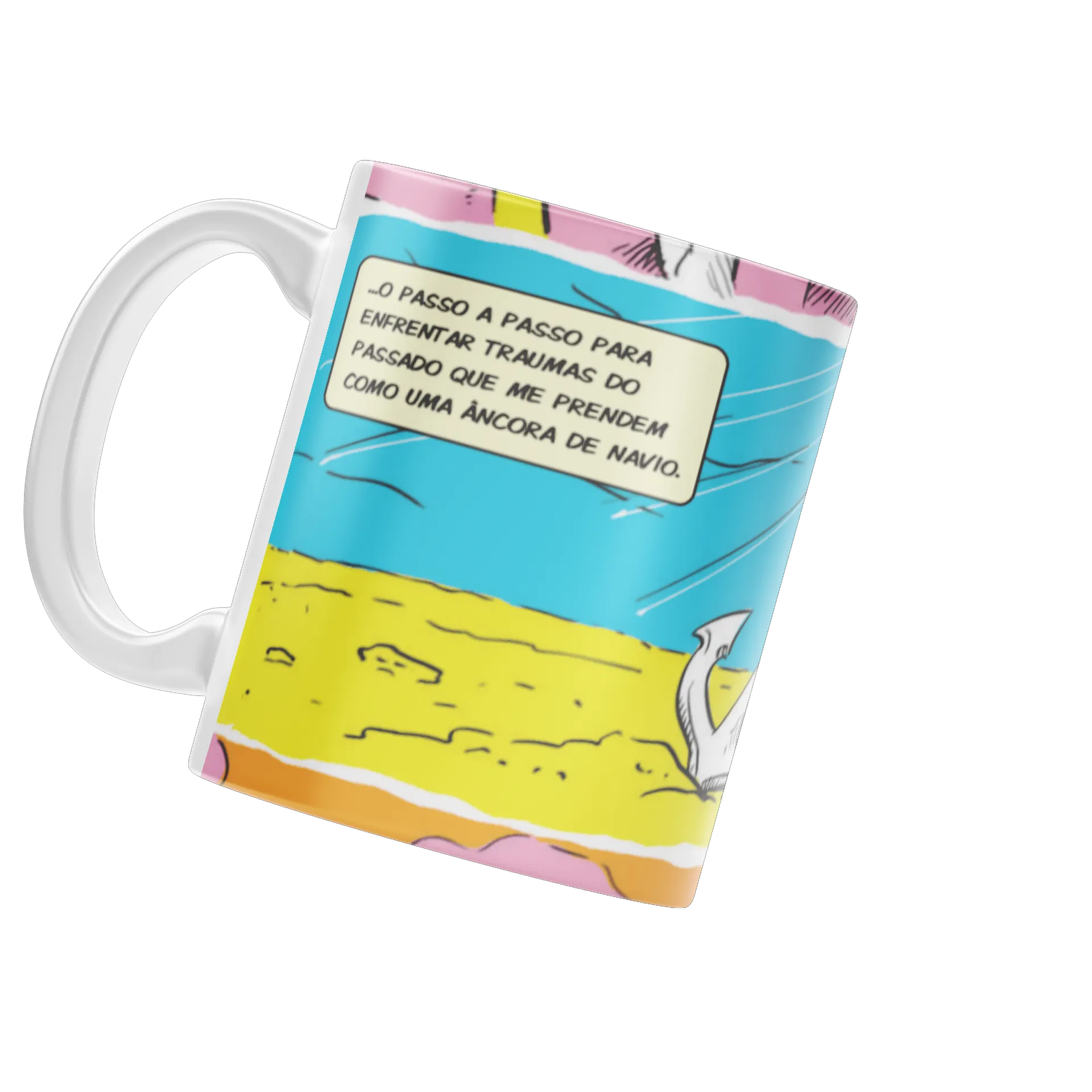 Caneca Porcelana Âncora Mar Azul 325ml - Série HQ  de AnaKathiaGuerra