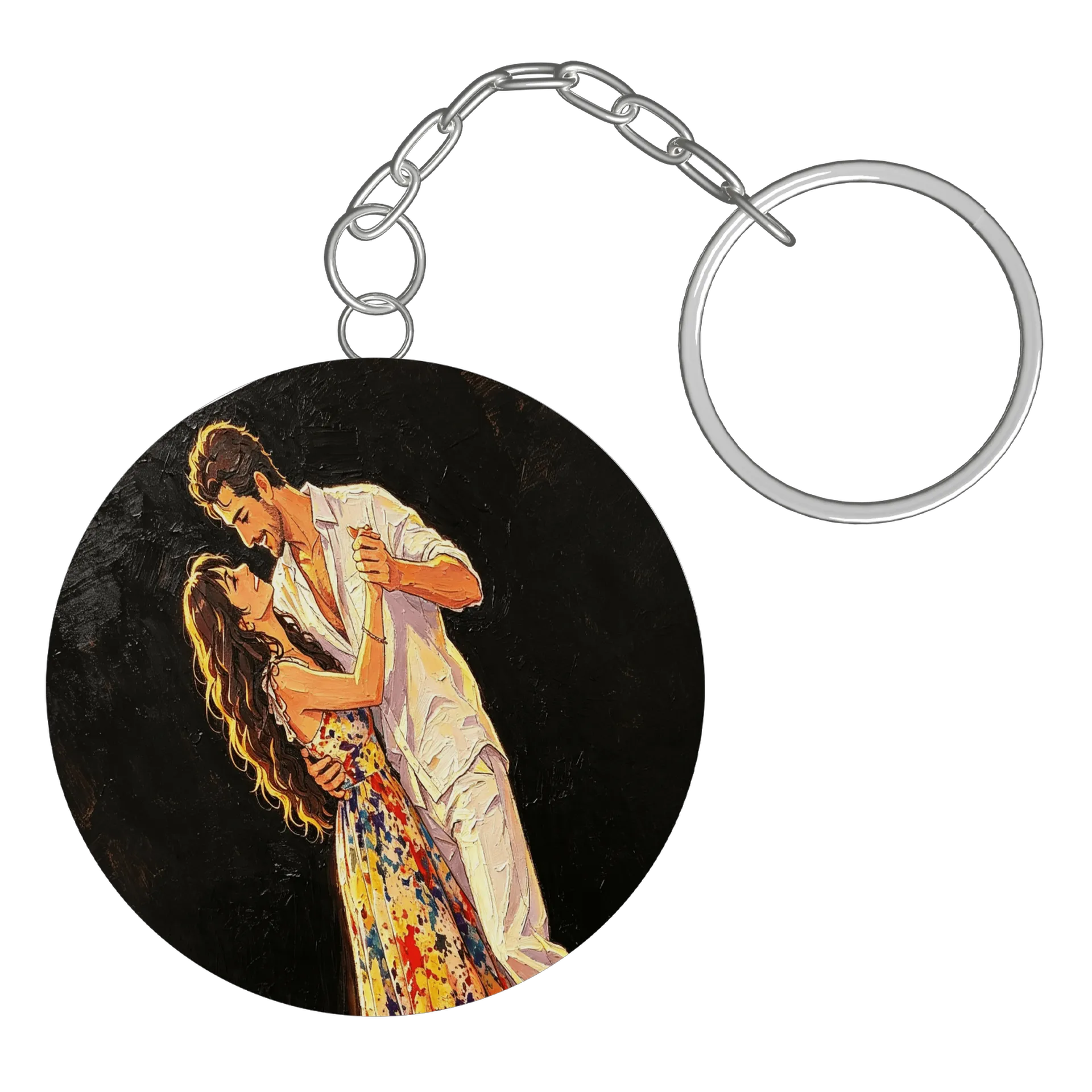 Chaveiro MDF Dança Amorosa Estampa Pintura - Imagem 3