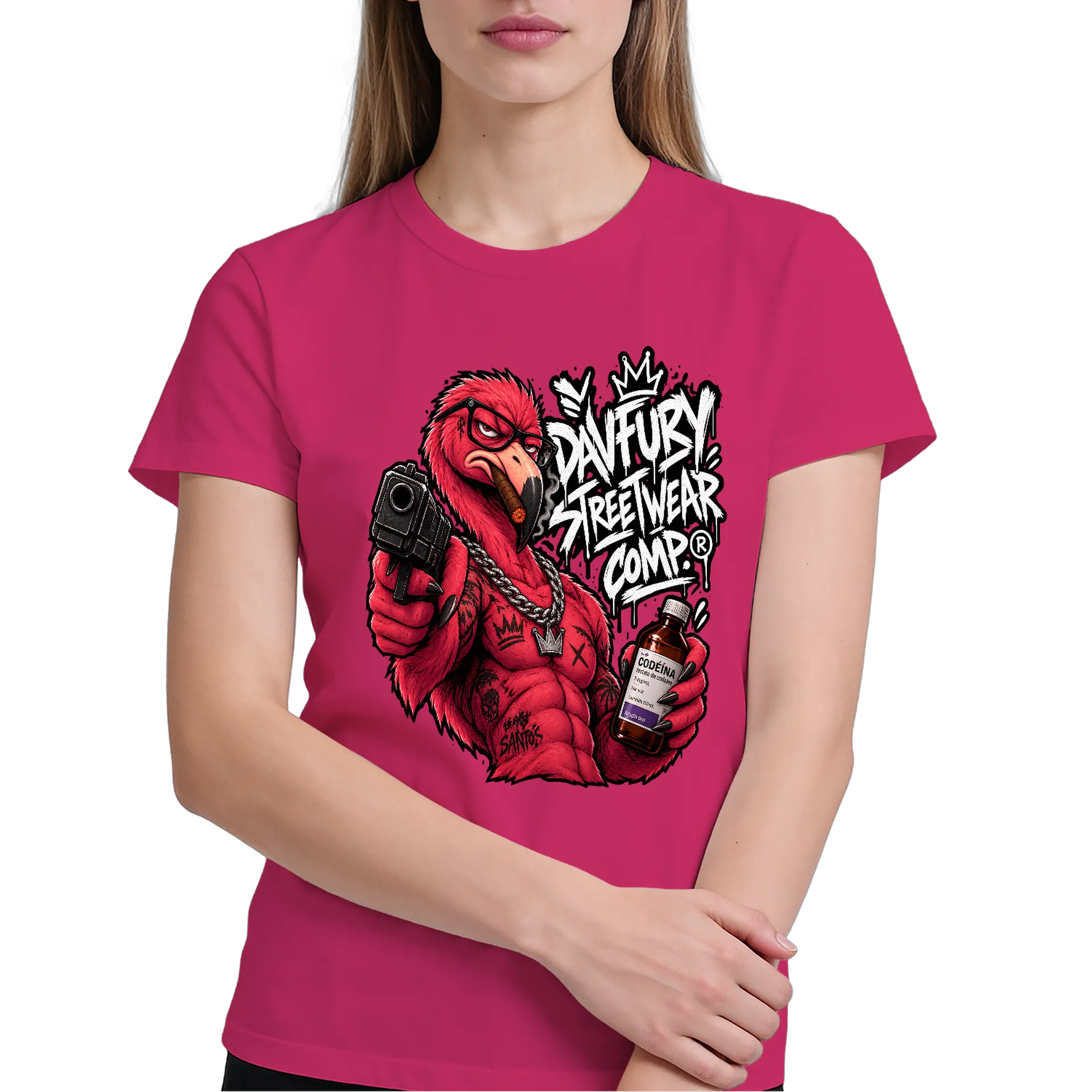 Camiseta Flamingo Cod. - Davfury Streetwear Comp. ® de Davfury Streetwear Comp. — imagem 3 de 6