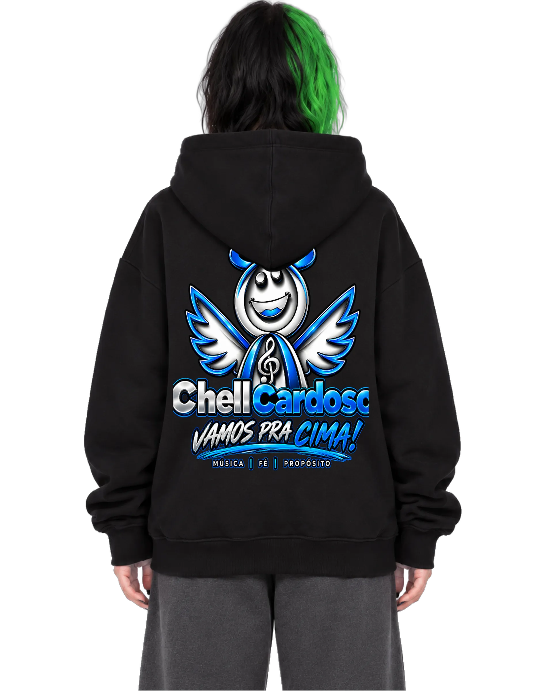 Blusa Moletom Angelical Blue Letra ChellCardboso de Chell Cardoso — imagem 2 de 6