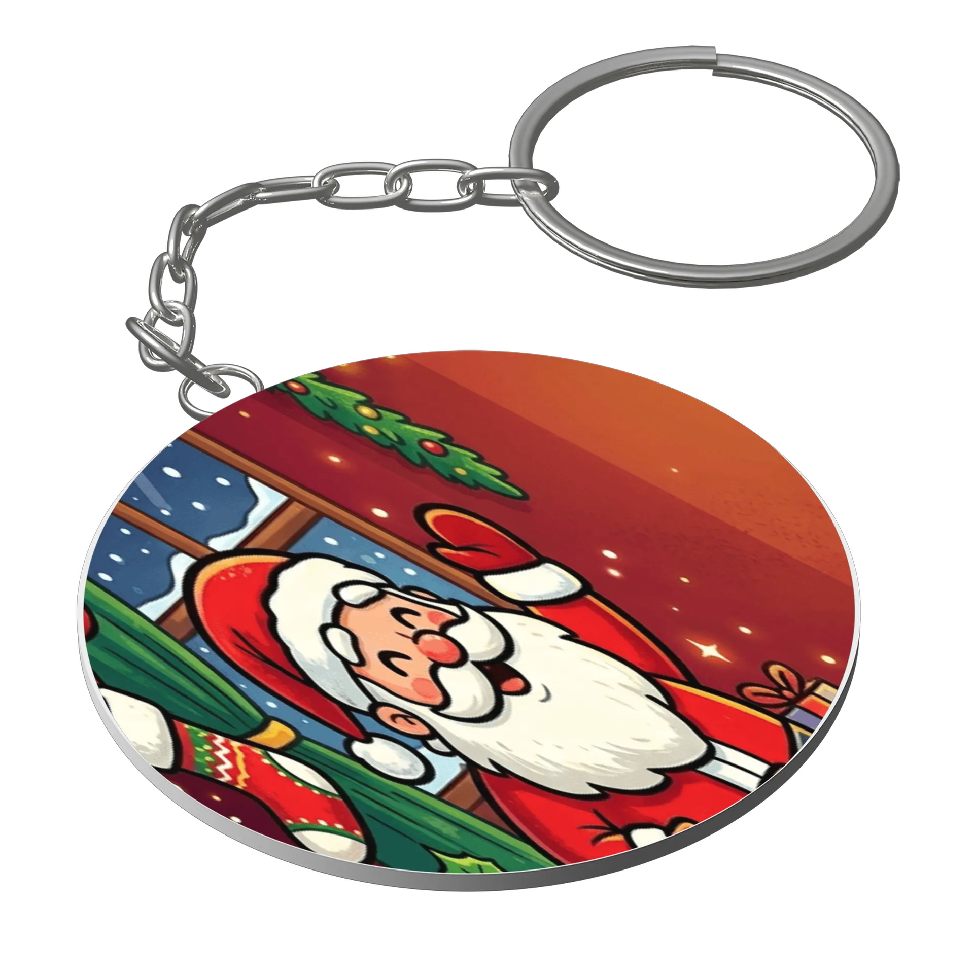 Chaveiro Papai Noel Cartoon Natal MDF - Imagem 1