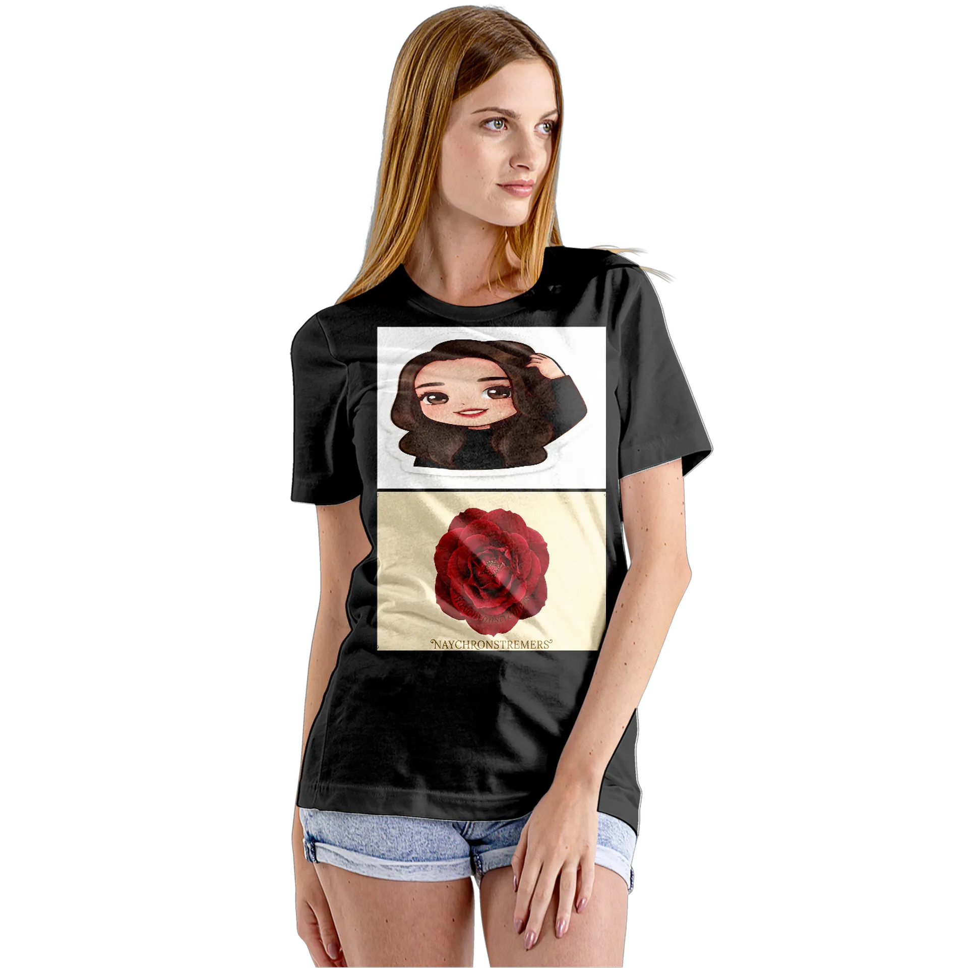 Camiseta Babylook Naychronstreamers Rosa Vermelha 100% - Imagem 5