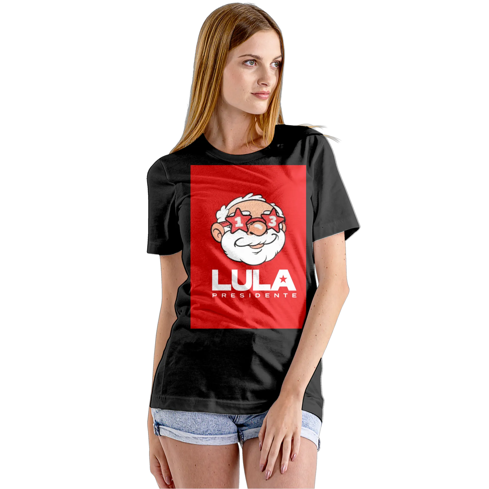 Camiseta Babylook Estampa Lula Presidente Cartoon Vermelha - Imagem 5