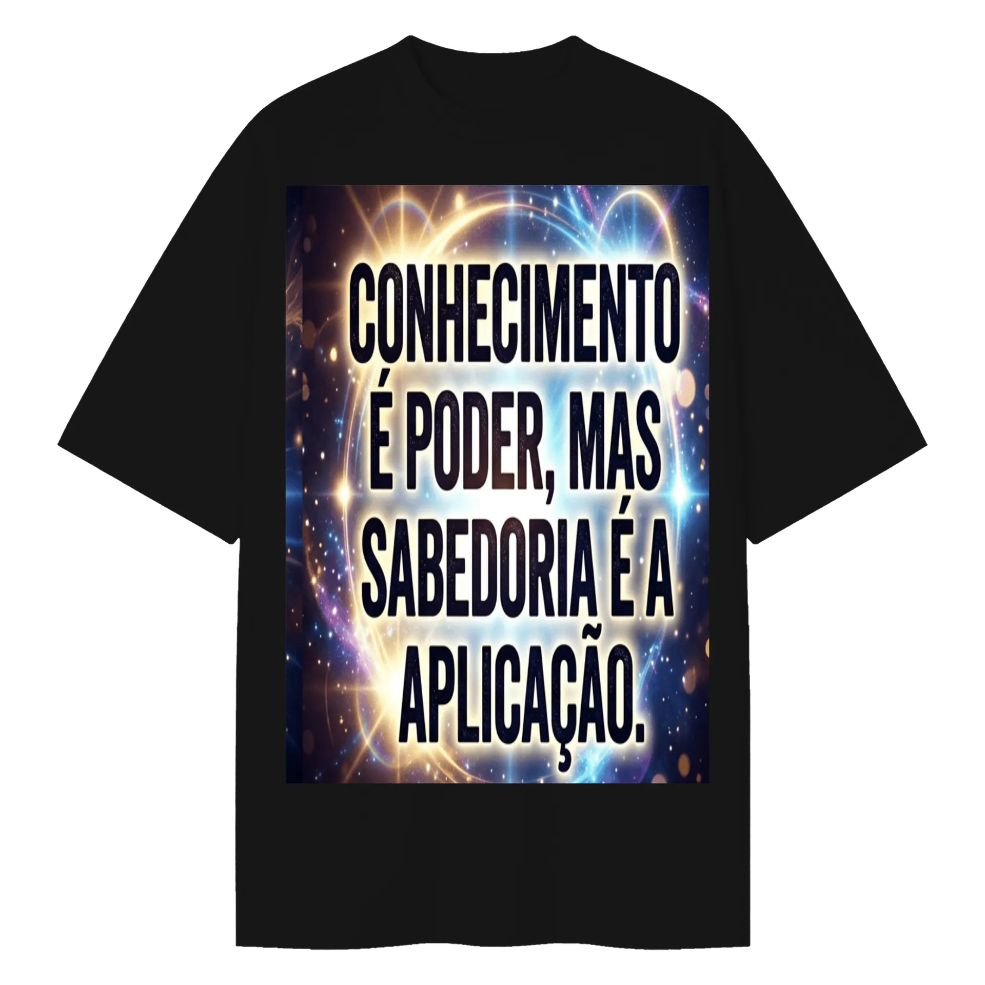 Camiseta Oversized Estampa Tipográfica Conhecimento e - Imagem 1