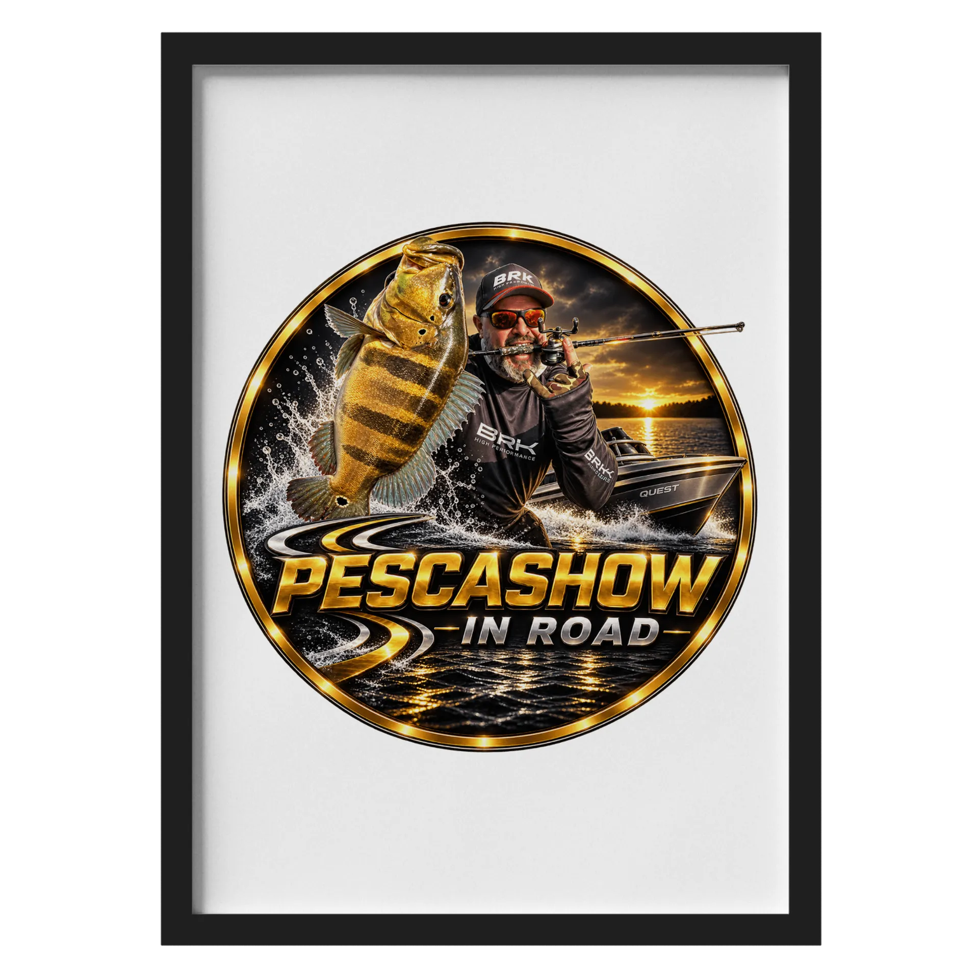 Quadro Pesca Esportiva Estampa BRK A3 com Vidro de LojinhadoPescashow  — imagem 1 de 3