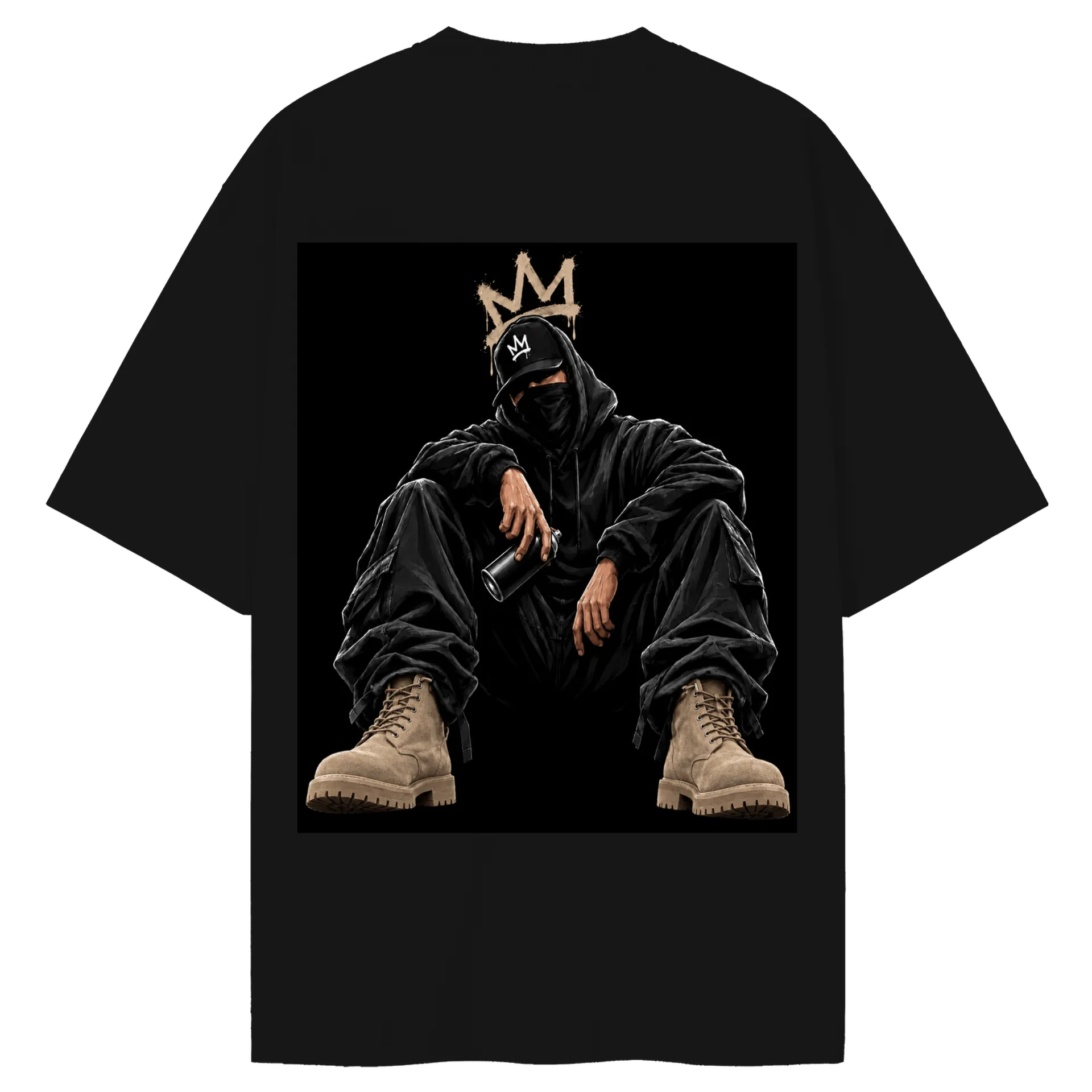 Camiseta Oversized Figura Encapuzada com Coroa Graffiti de MARGINAL SUBLIME  — imagem 2 de 6