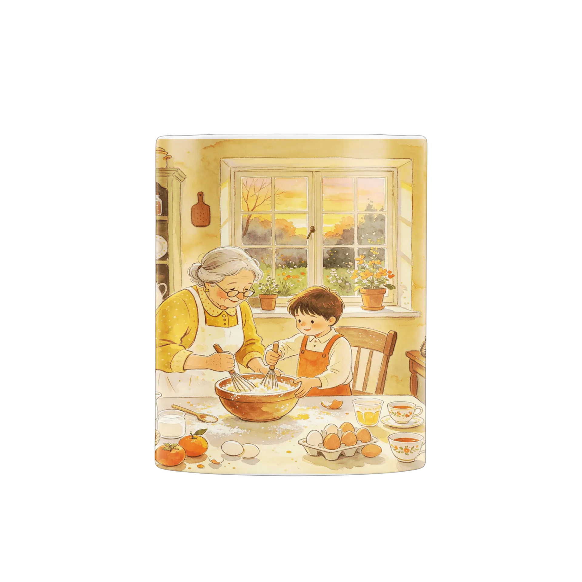 Caneca porcelana Cenário Familiar Desenho Retrô 325ml - Imagem 3