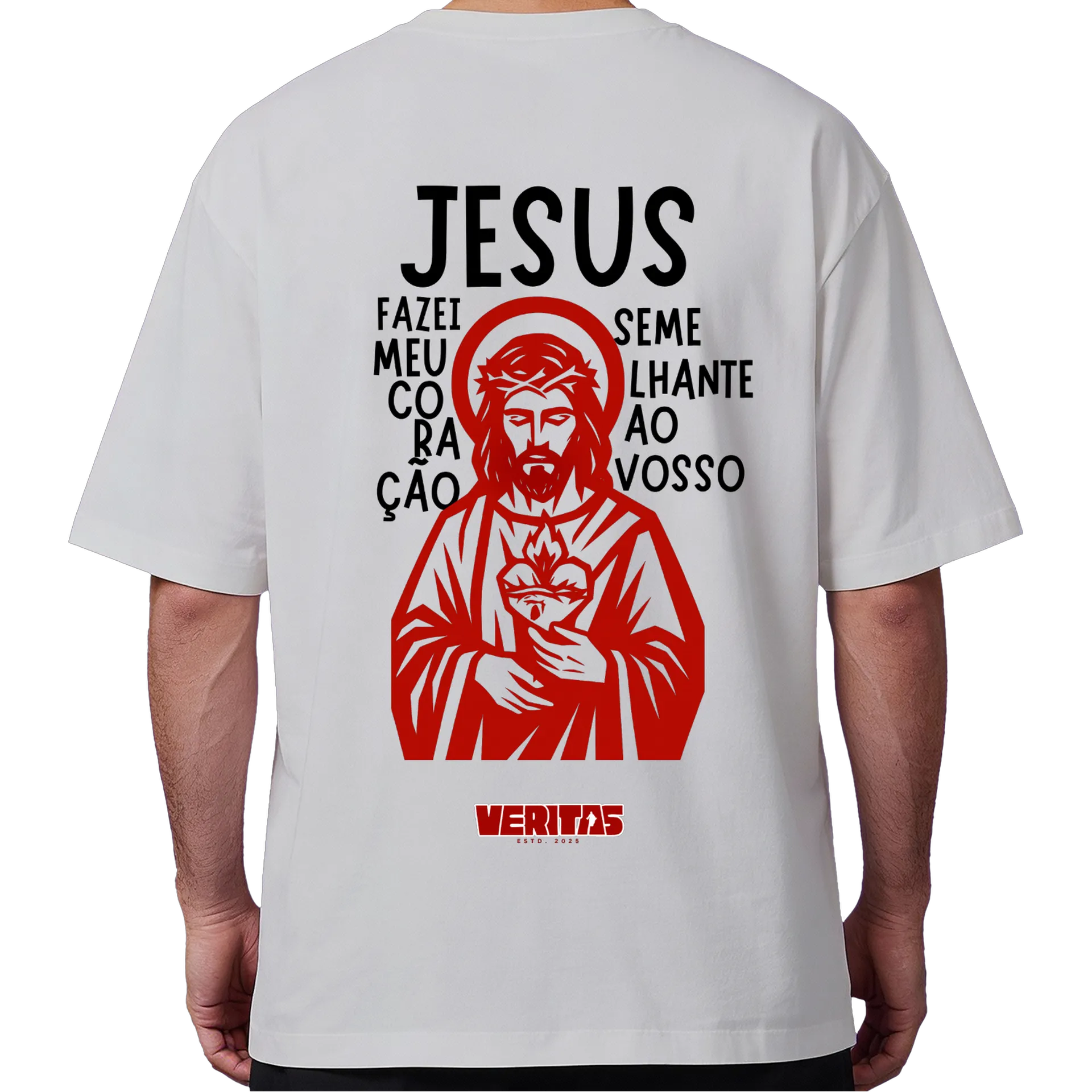Camiseta Oversized - Sagrado Coração de Jesus - Vermelho - Imagem 6