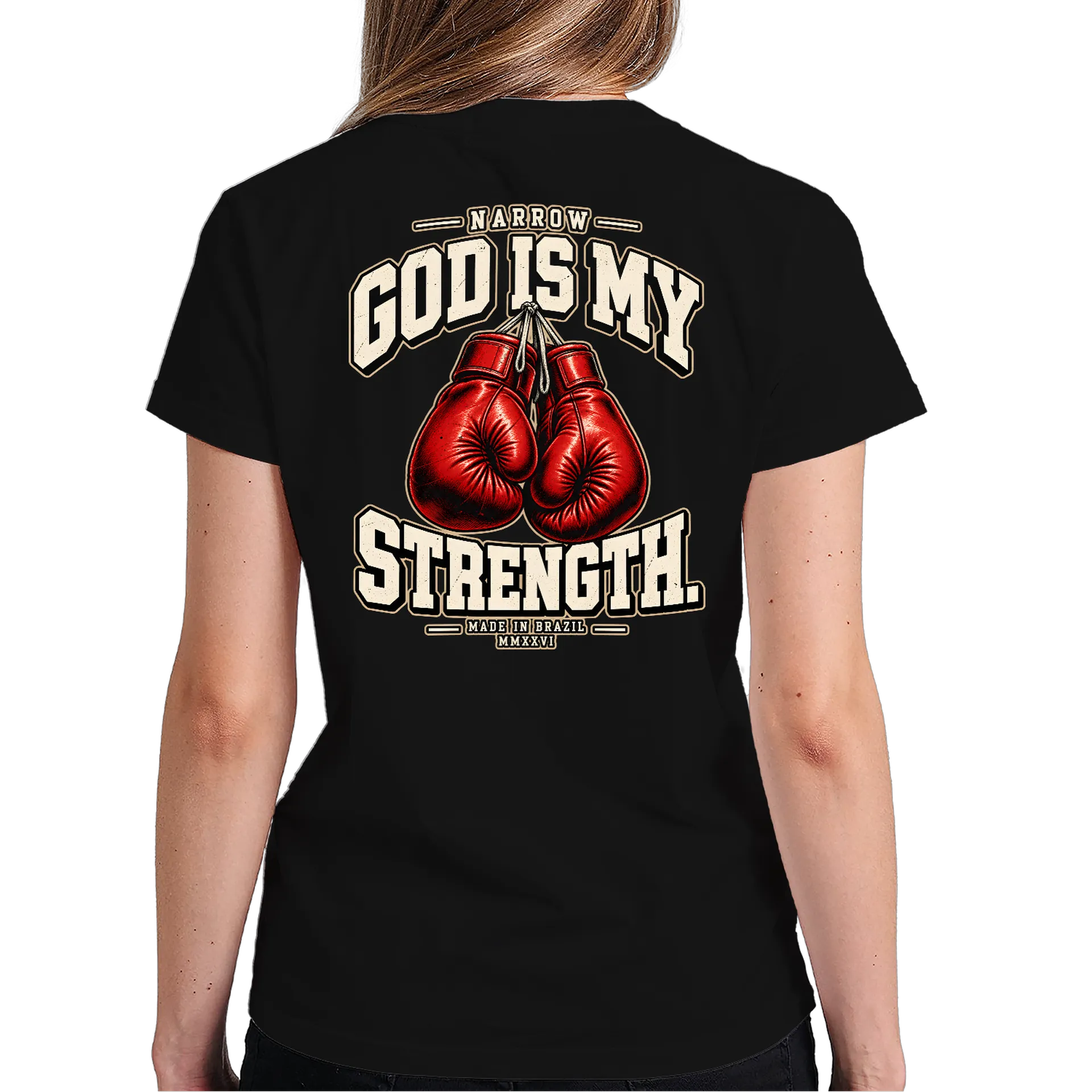 Camiseta Narrow God Is My Strength Luvas Boxe 100% Algodão de NARROW — imagem 5 de 6
