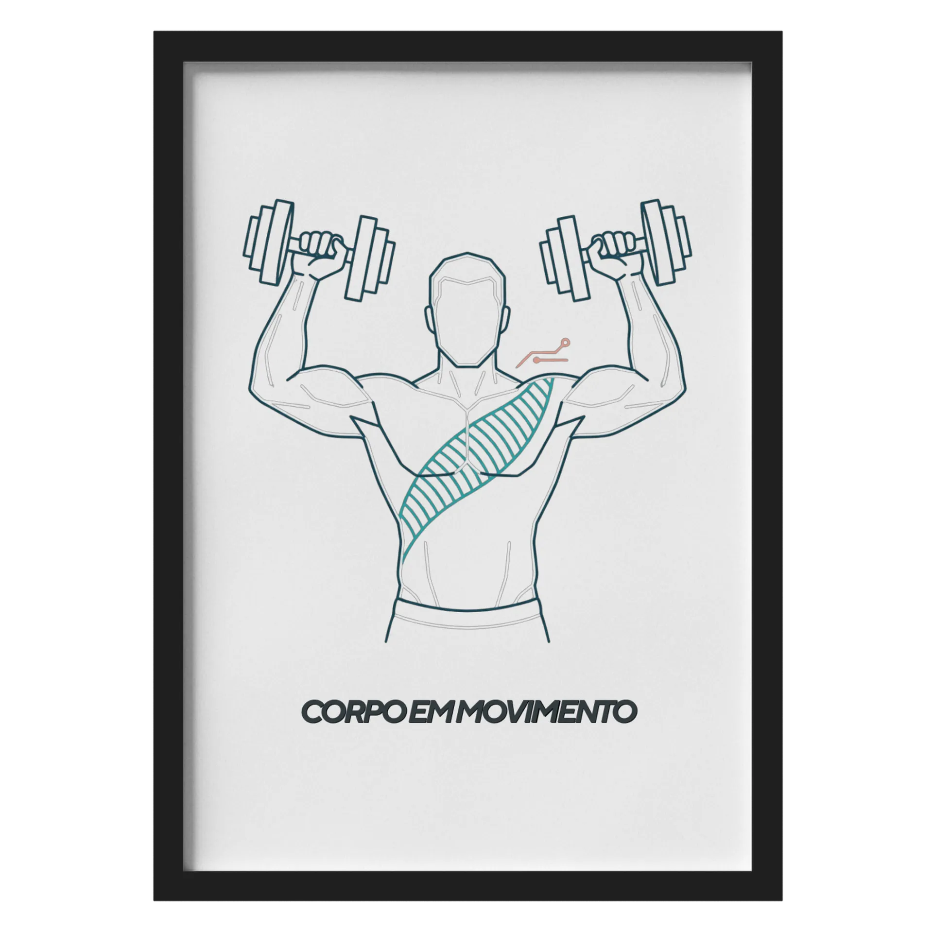 Quadro Corpo Masc em Movimento MDF e Vidro A3 - Imagem 1