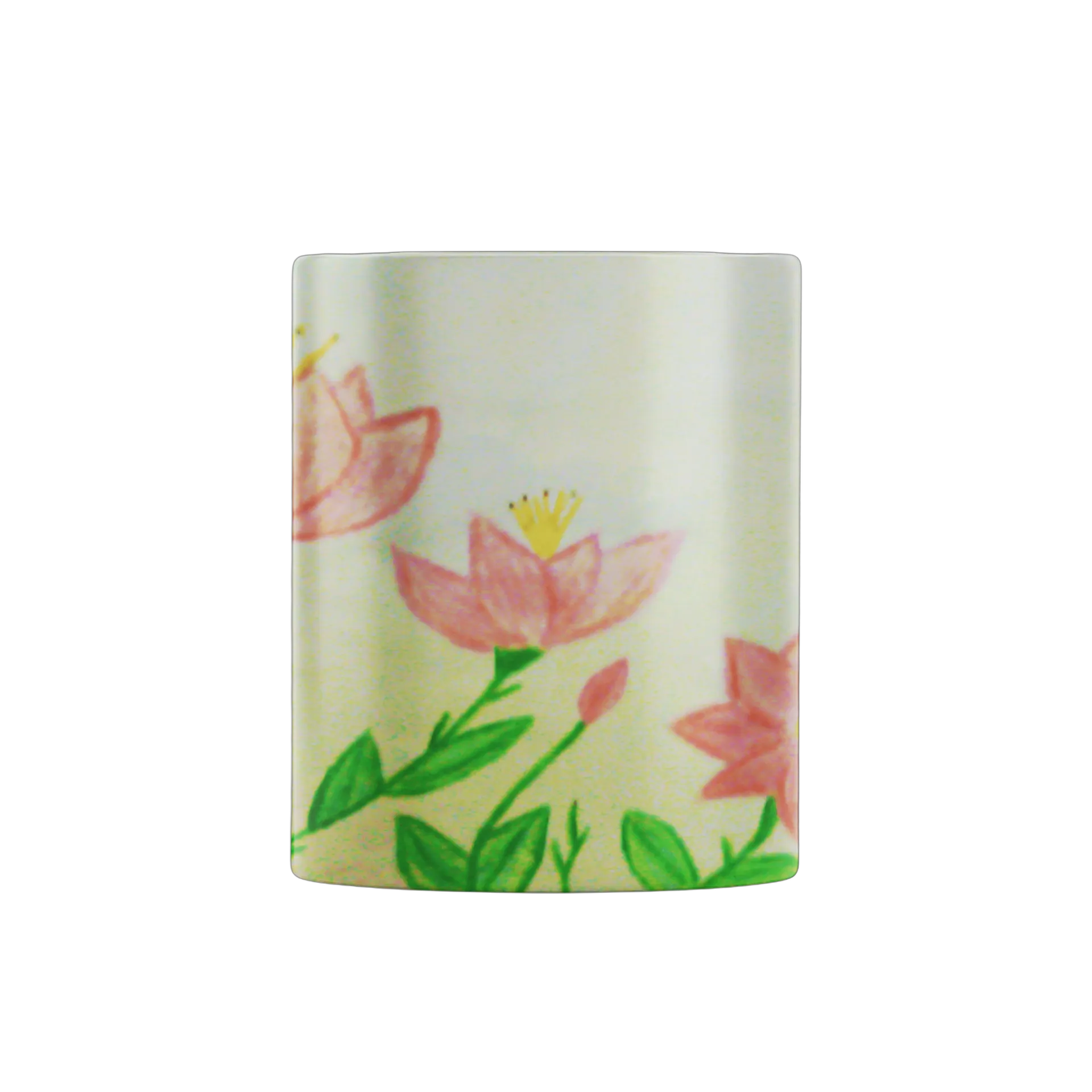Caneca Desenho de Flores Rosas e Folhas 325ml - Imagem 1