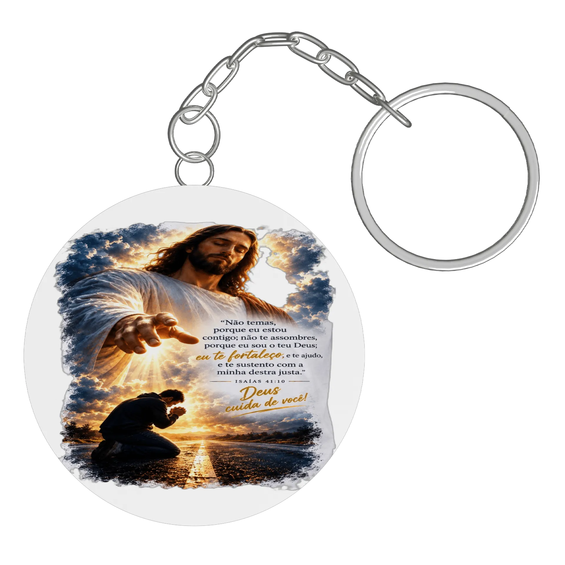 Chaveiro MDF Jesus e Oração com Frase Bíblica em Cores - Imagem 2