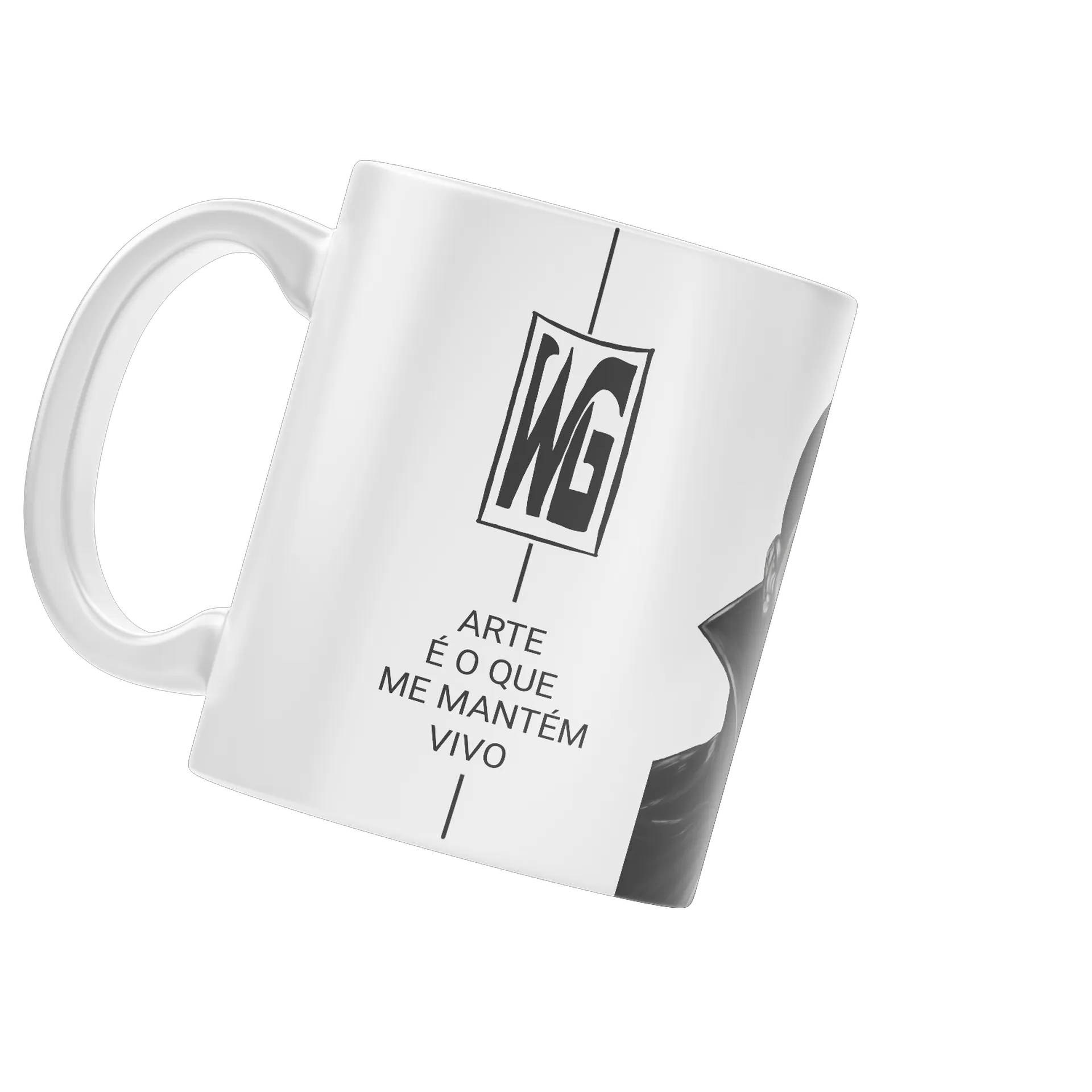 Caneca Porcelana Retrato de Homem em Preto e Branco 325ml - Imagem 3