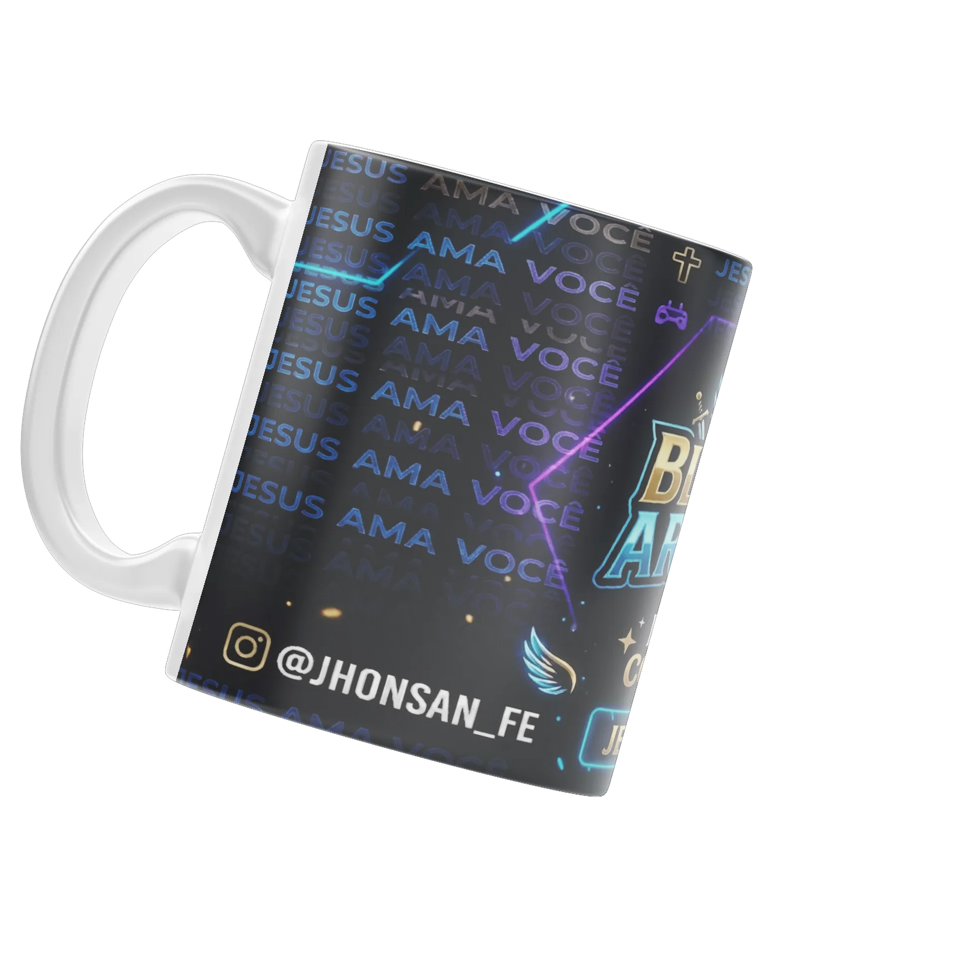 Caneca Porcelana Blessed Arcanjo Deus no Controle 325ml de Arcanjo Blessed