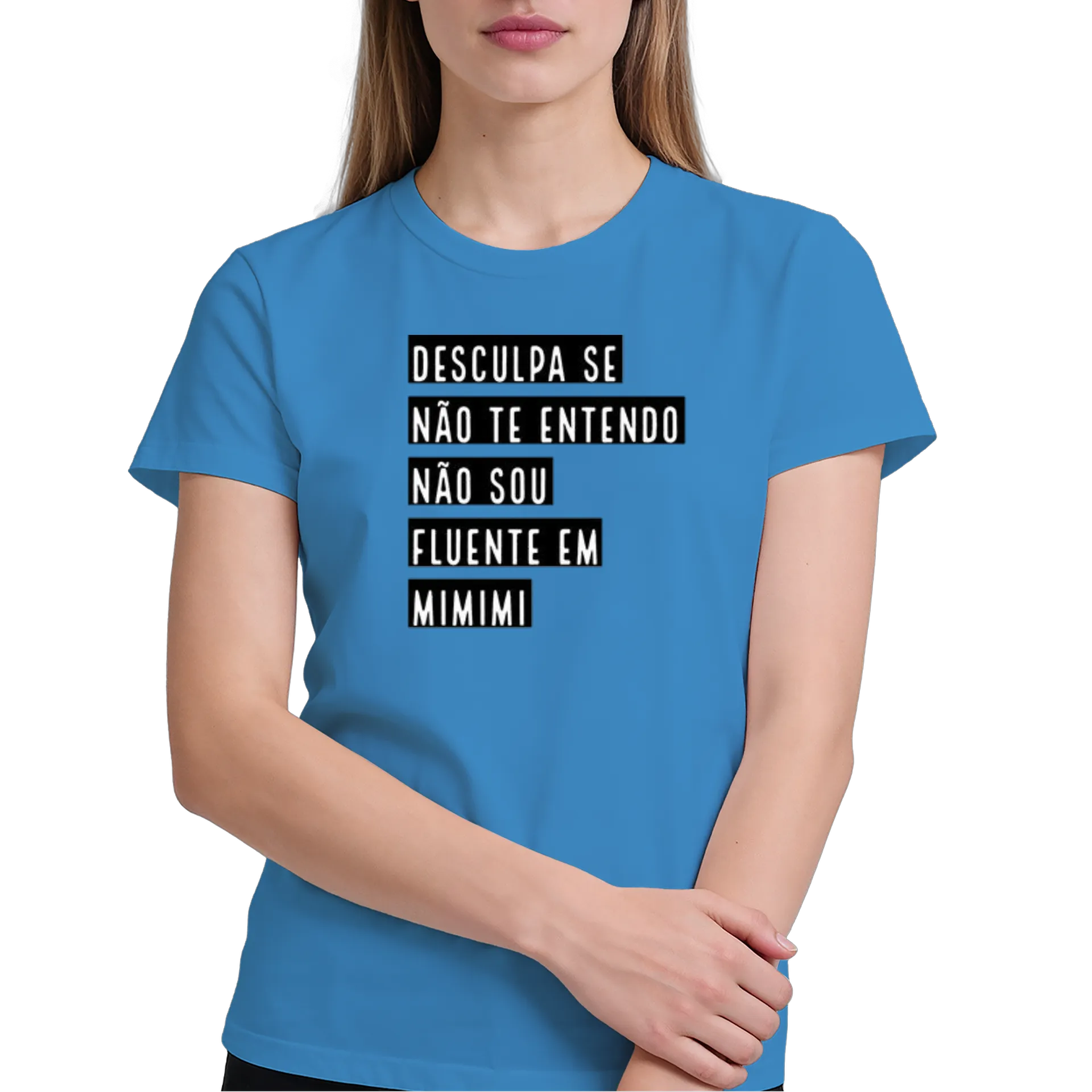 Camiseta Estampa Tipográfica Desculpa Se Fluente 100% - Imagem 4