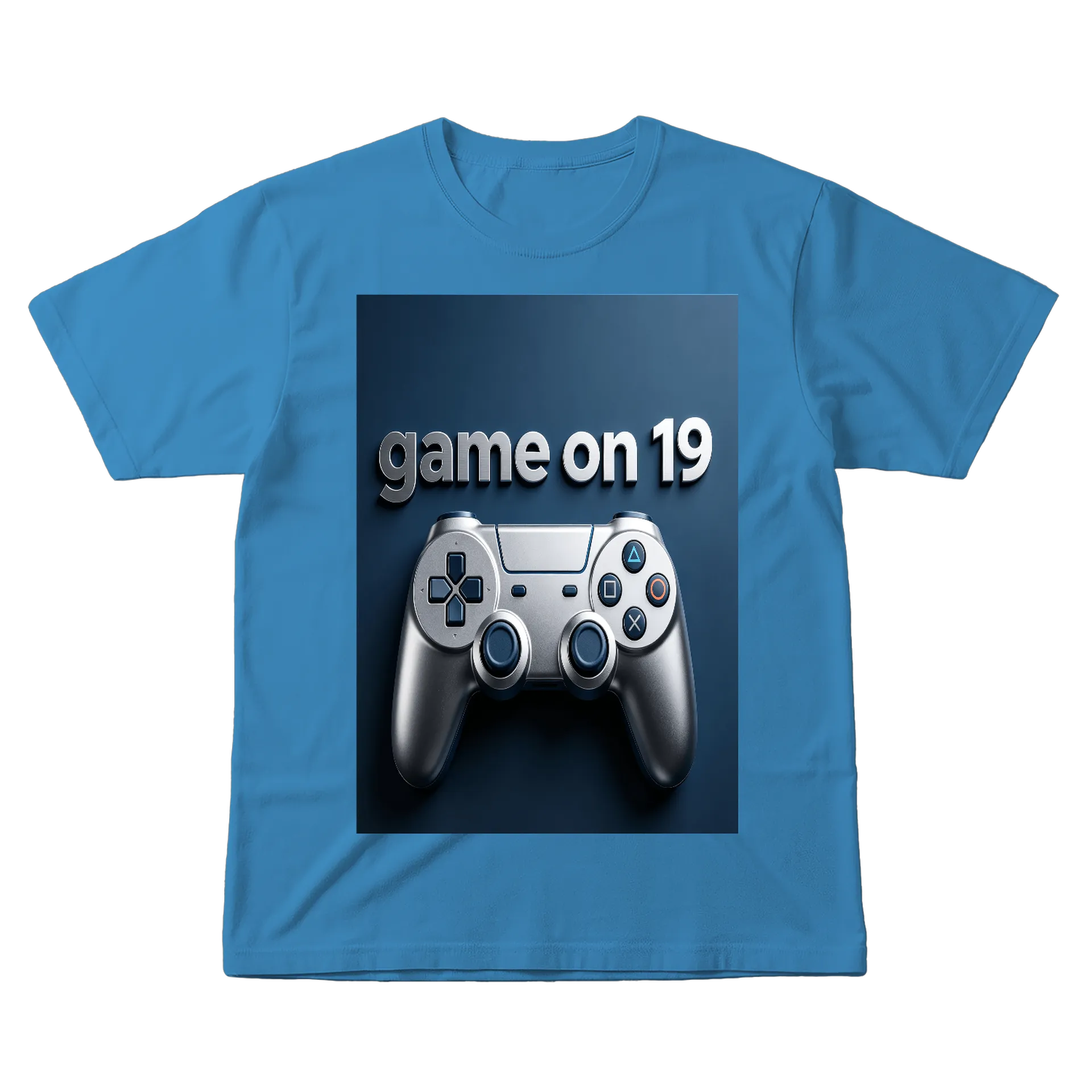 Camiseta Game On 19 Unissex 100% Algodão Azul - Imagem 1