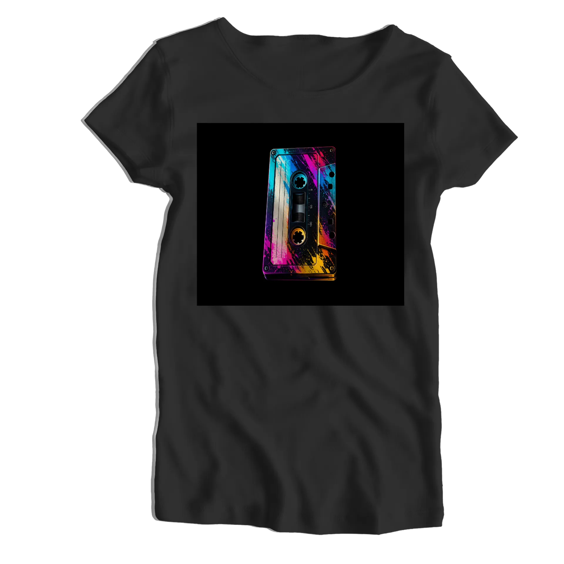 Camiseta Babylook Flúor Cassette Colorido 100% Algodão - Imagem 1