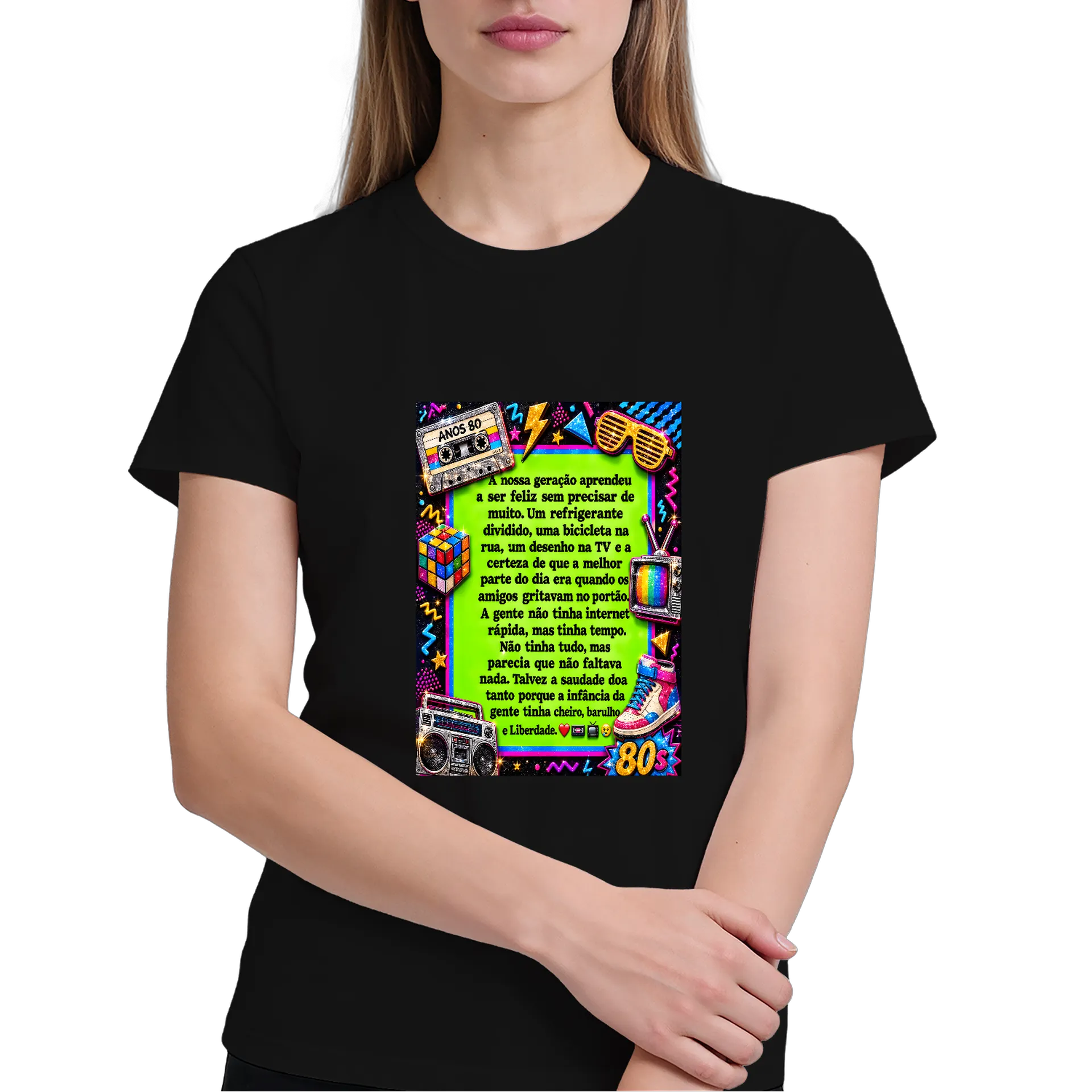 Camiseta Estampa Anos 80 Neon Colorido 100% Algodão - Imagem 3