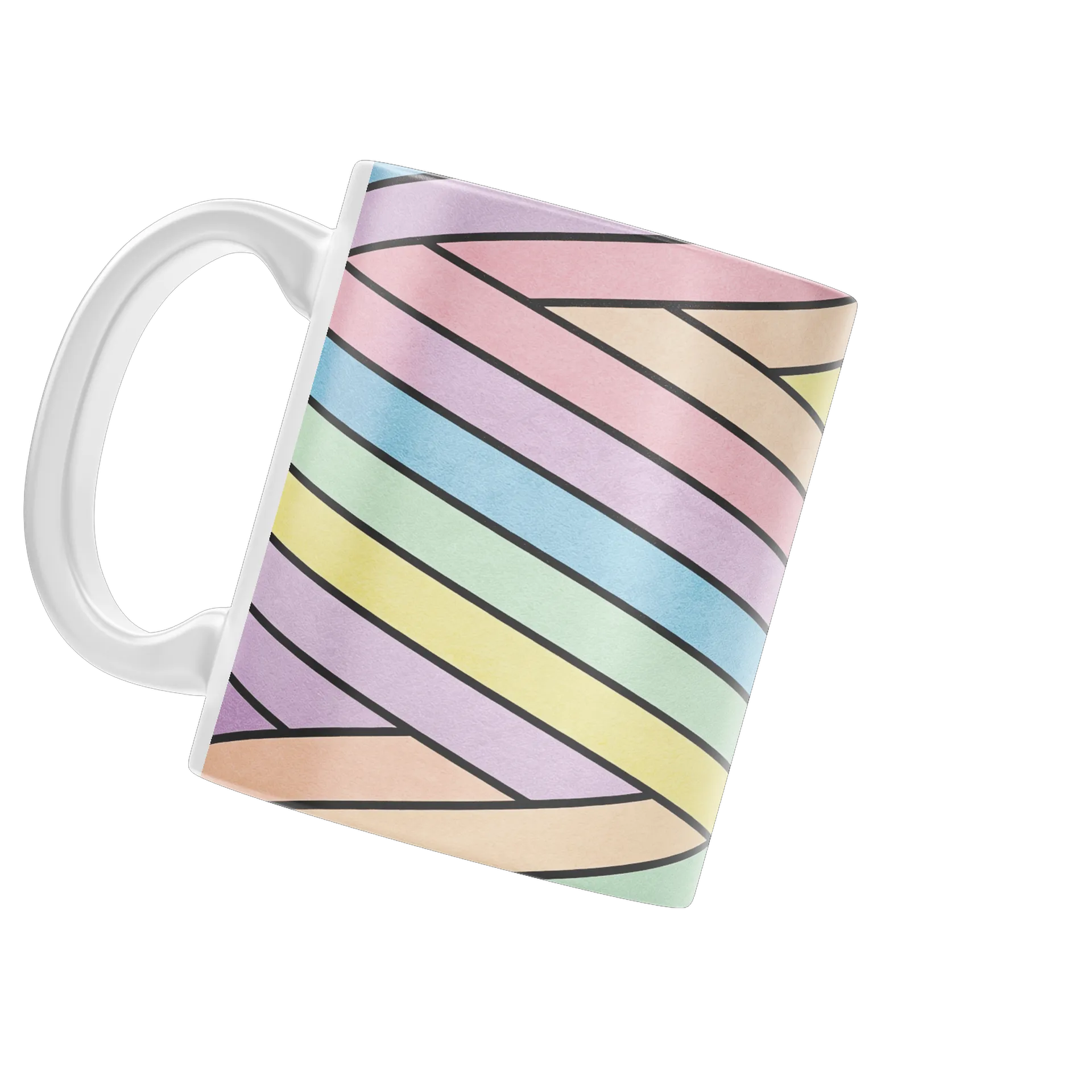 Caneca Impressão Abstrata Linhas Coloridas 325ml - Imagem 3