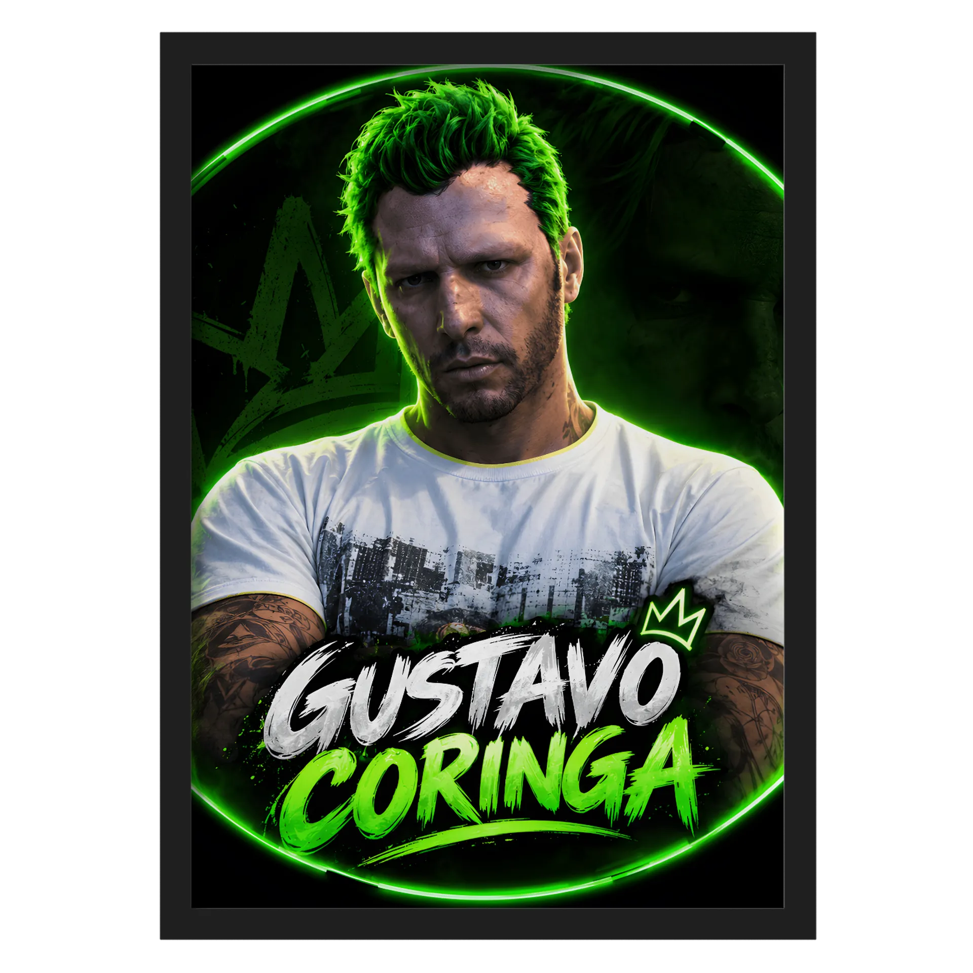 Quadro Dragão Neon Estampa Ilustrativa A3 com Vidro MDF e de Gustavo Coringa  — imagem 1 de 3