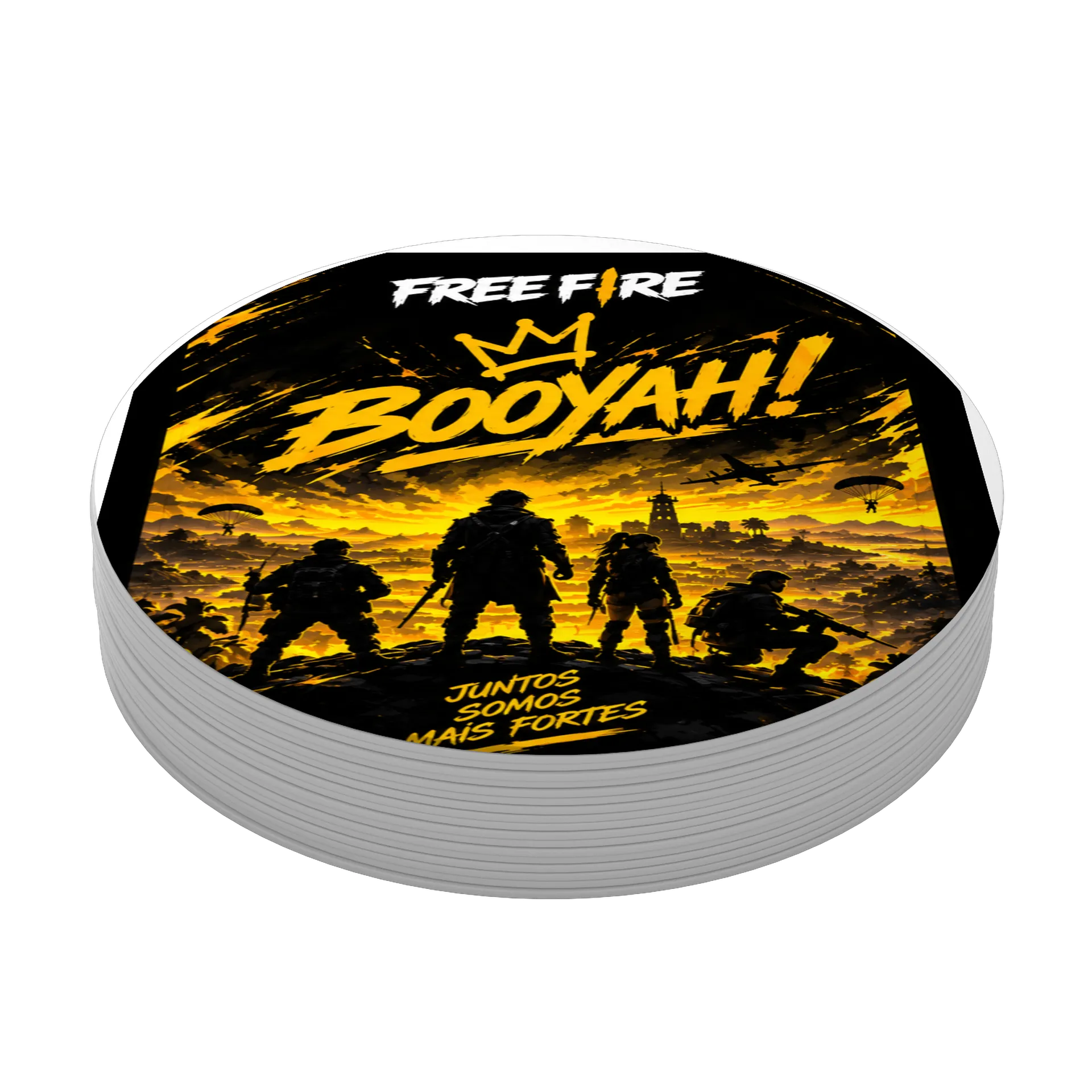 Porta-copo Free Fire Booyah Tipográfico MDF - Imagem 3