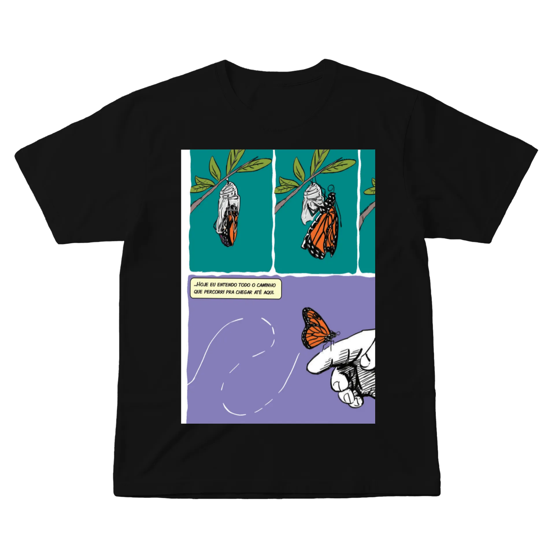Camiseta Borboleta Laranja 100% Algodão - Série HQ  de AnaKathiaGuerra