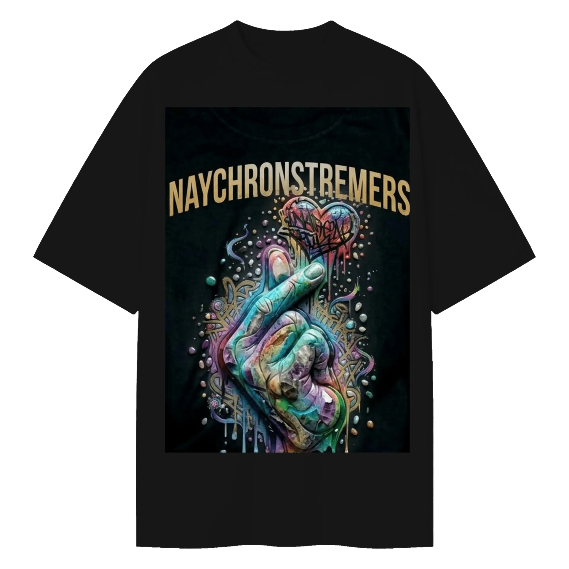 Camiseta Oversized NAYCHRONSTREAMERS Caveira Graffiti - Imagem 1