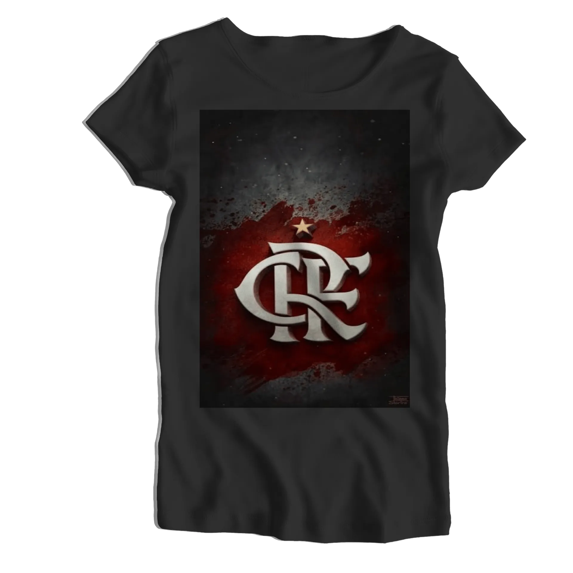 Camiseta Babylook Logo Tipográfico Vermelho e Branco 100% - Imagem 1