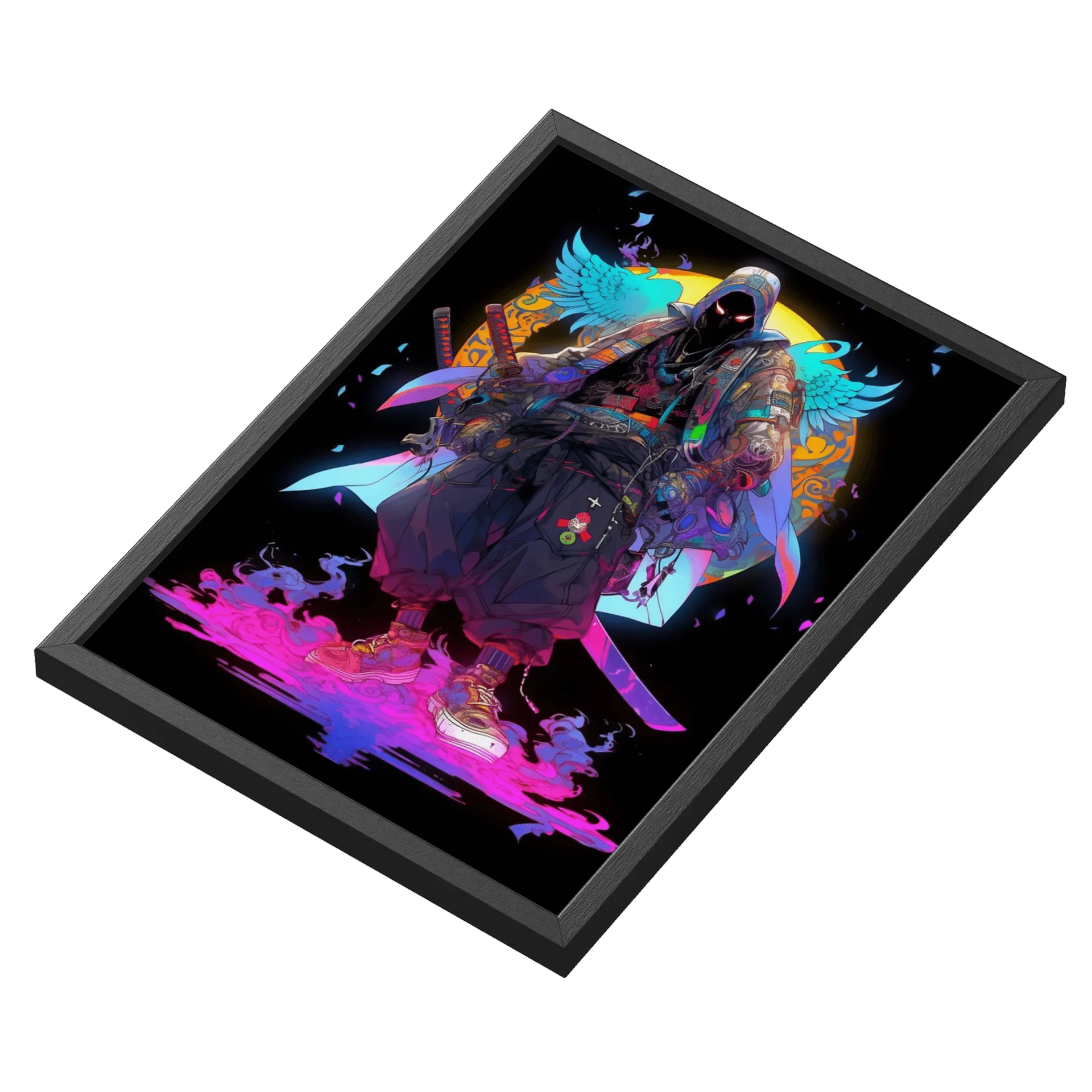 Quadro Estilo Samurai Colorido A3 MDF e Vidro - Imagem 3