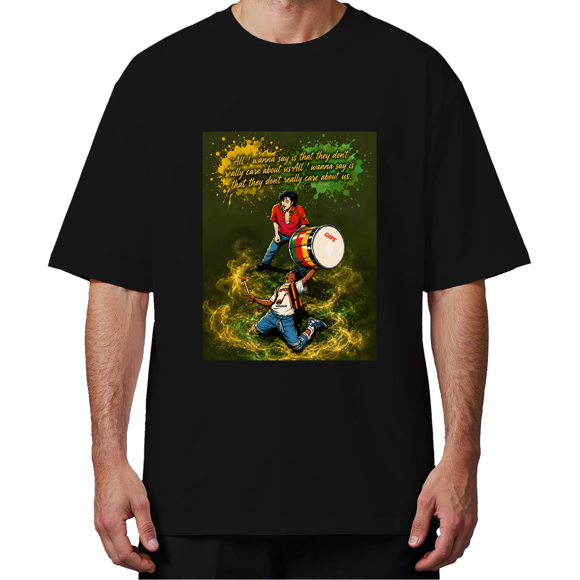 Camiseta Oversized Ilustração de Percussionistas Estilo - Imagem 4
