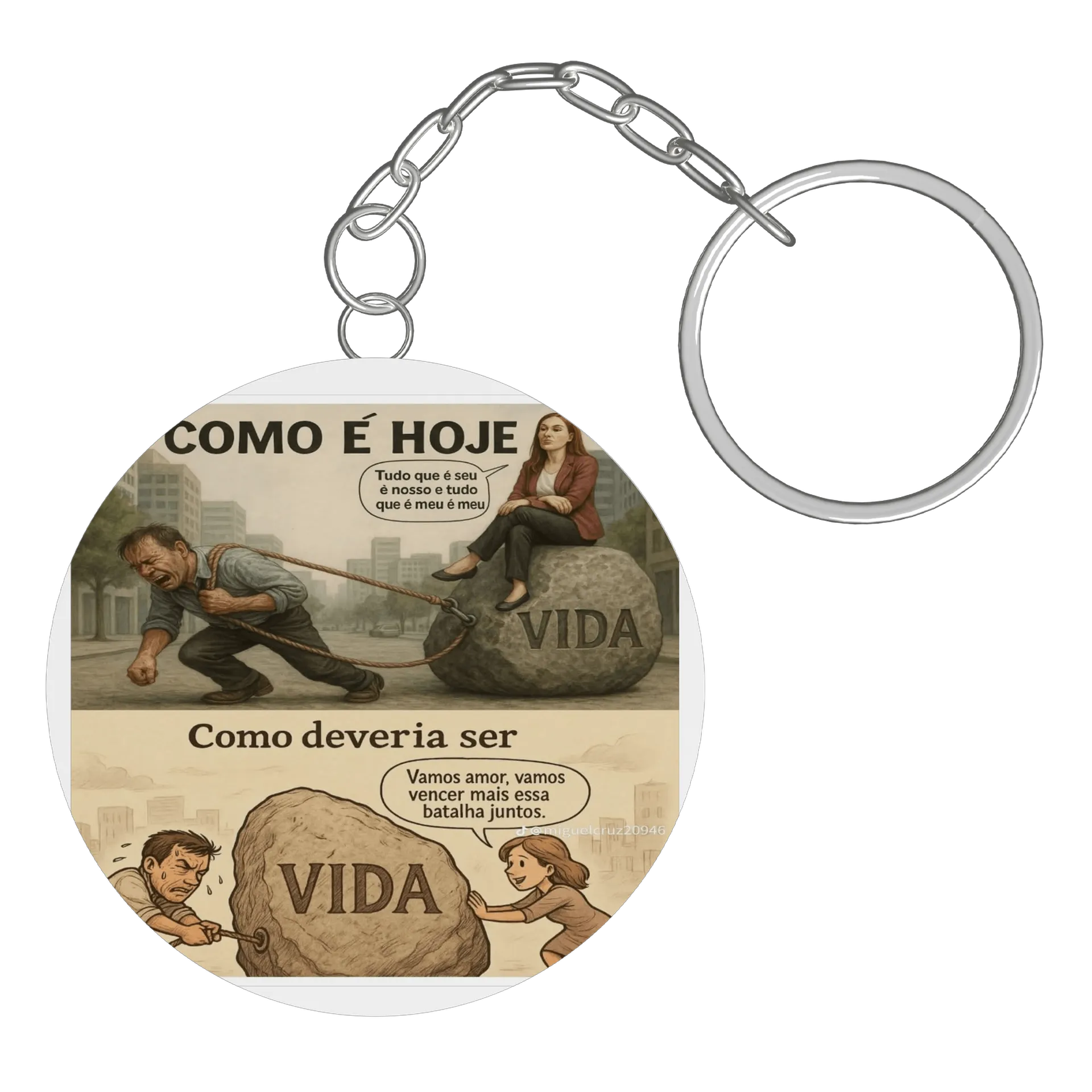 Chaveiro MDF Vida em Ilustração com Frases Motivacionais de lebCO — imagem 2 de 3