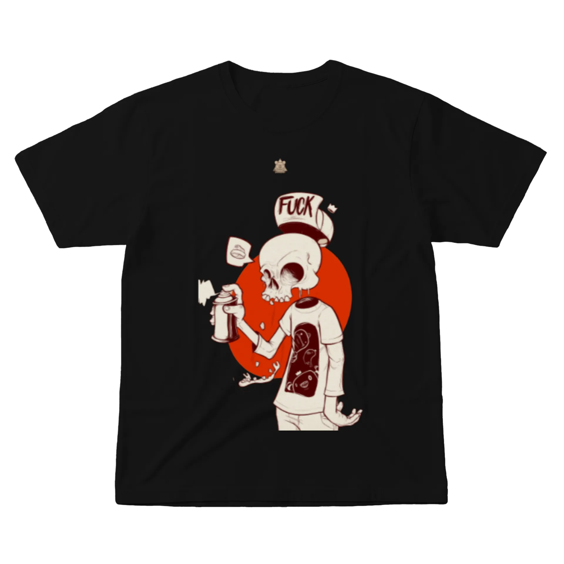 Camiseta Estampa Caveira Spray 100% Algodão - Imagem 1