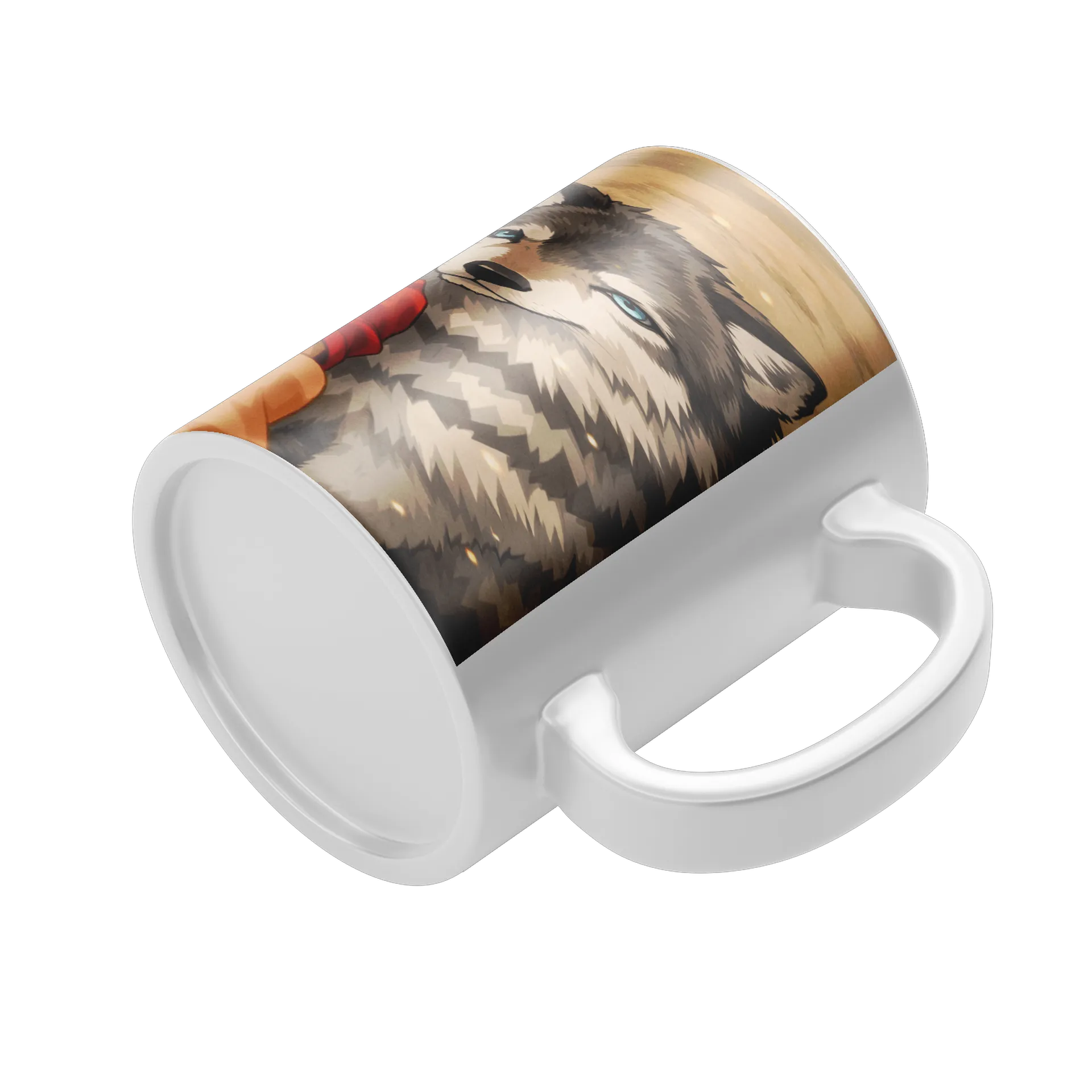 Caneca Porcelana Estampa Lobo e Personagem 325ml - Imagem 4