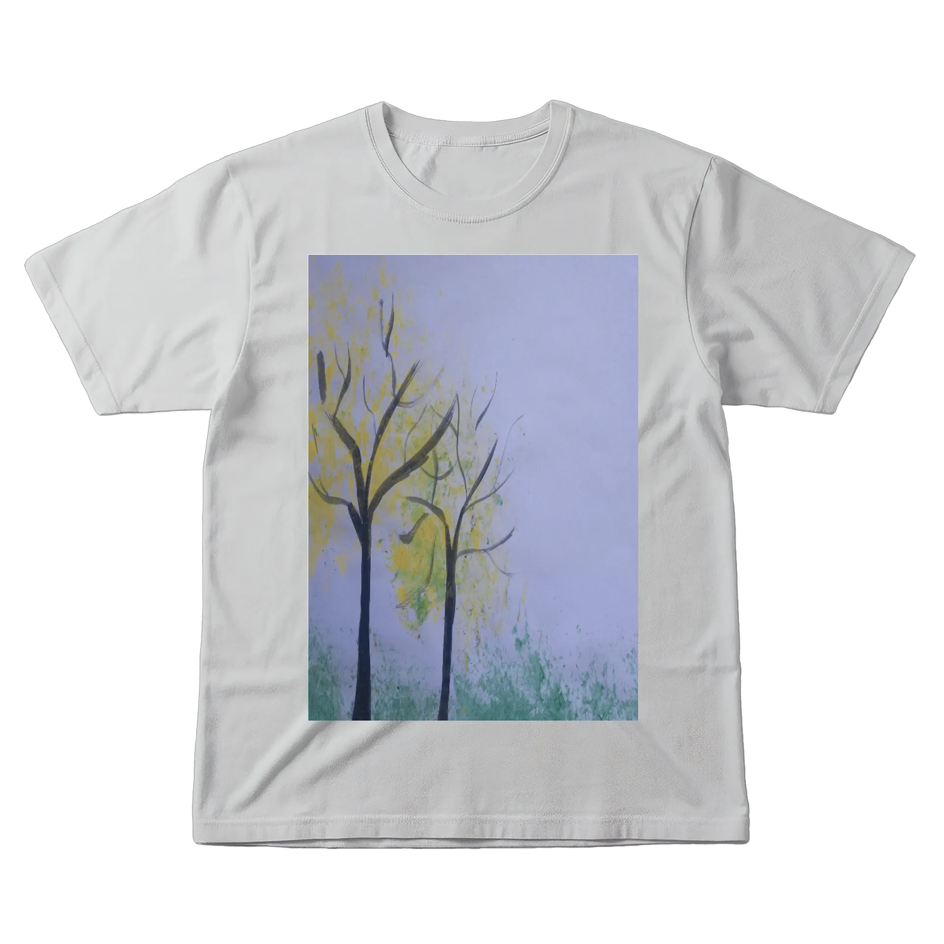 Camiseta Árvores Abstratas Amarelas e Verdes 100% Algodão - Imagem 1