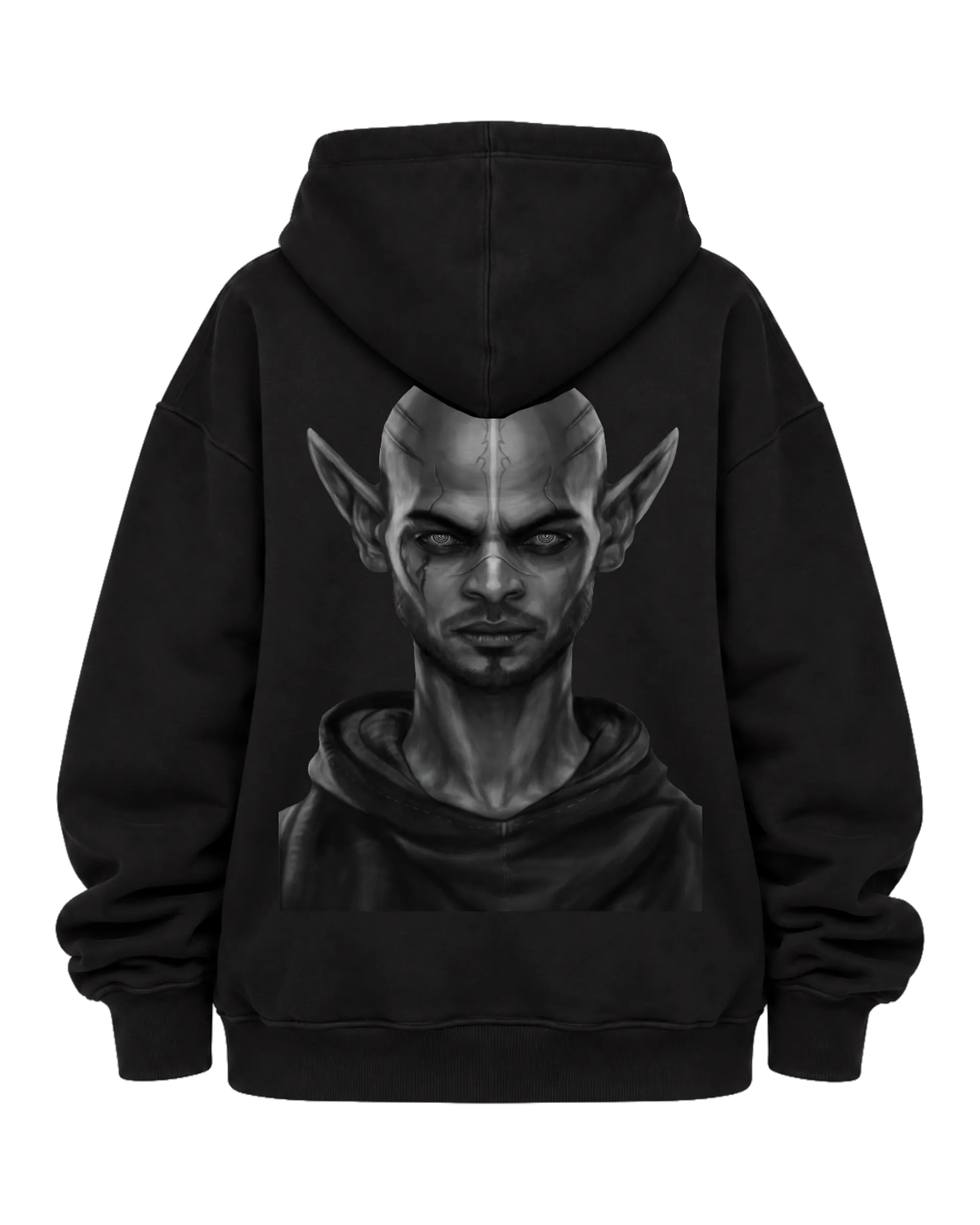 Blusa Moletom Canguru Elfo Realista em Preto e Branco - Imagem 6