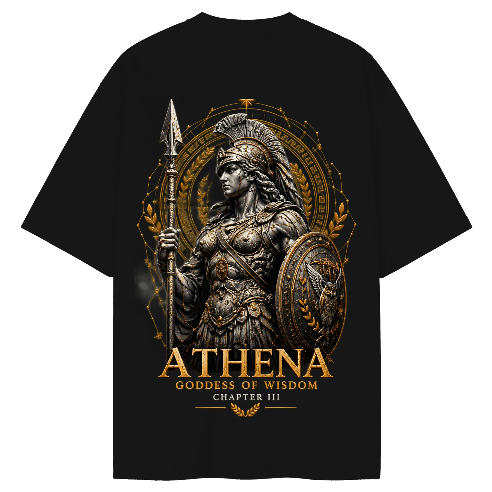 Oversized Atena Guerreira Estilo Realista Dourado - Imagem 4