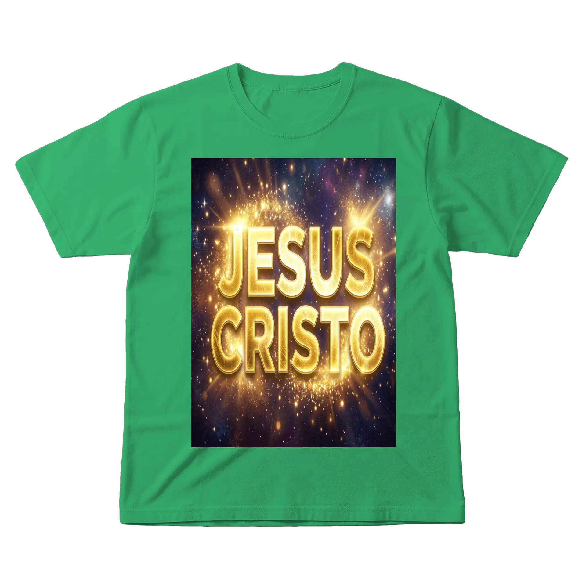 Camiseta Tipográfica Jesus Cristo Dourado 100% Algodão - Imagem 1