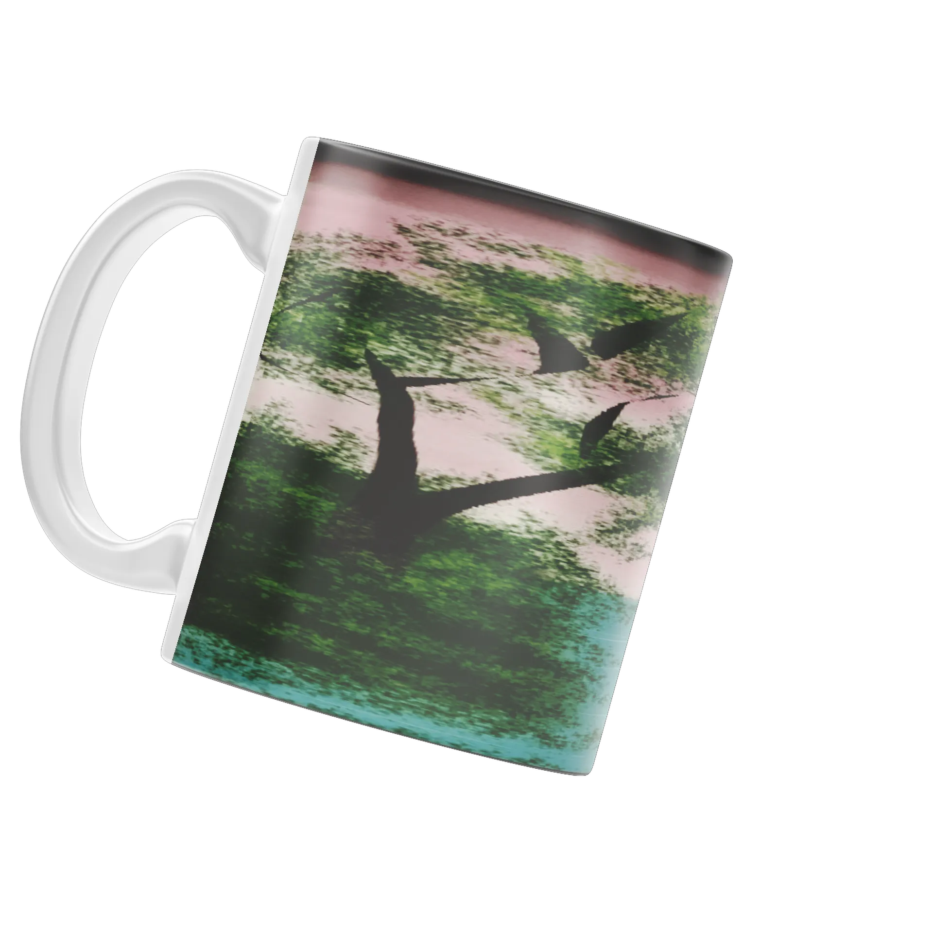 Caneca Paisagem de Árvores e Lago Estilo Pintura 325ml - Imagem 1